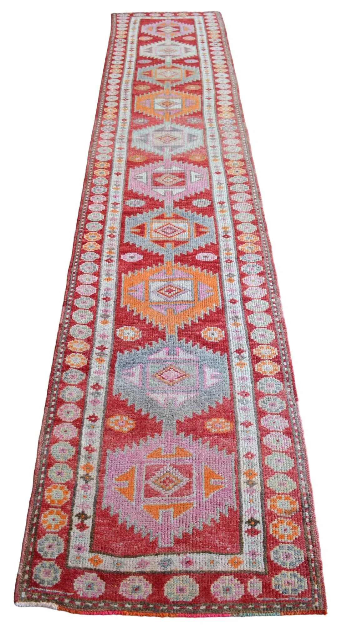 Hand-Knotted Turkish Runner Rug . Tribal Low Pile Runner. Herki - 2"²9"³ × 12"² - 4