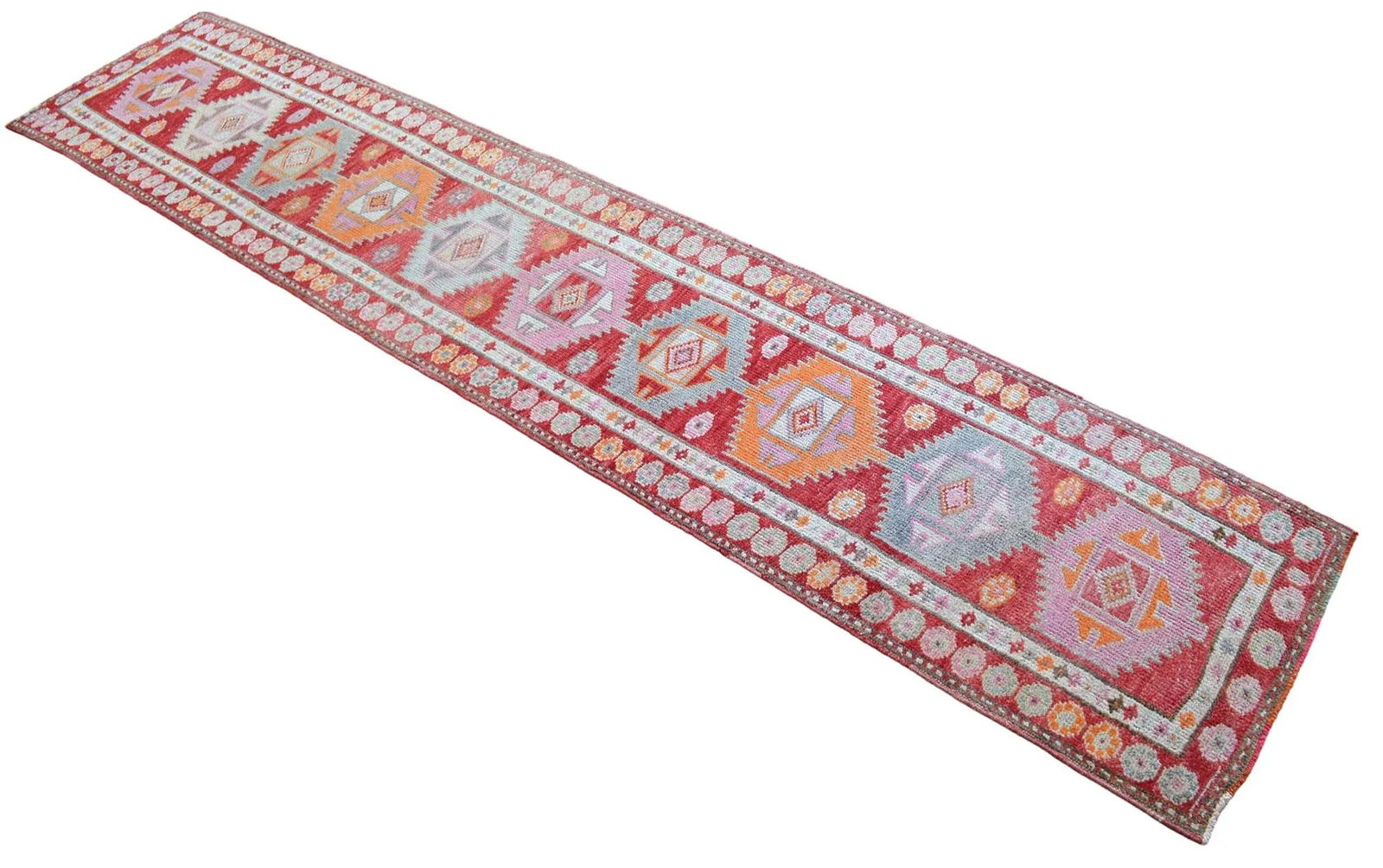 Hand-Knotted Turkish Runner Rug . Tribal Low Pile Runner. Herki - 2"²9"³ × 12"² - 5