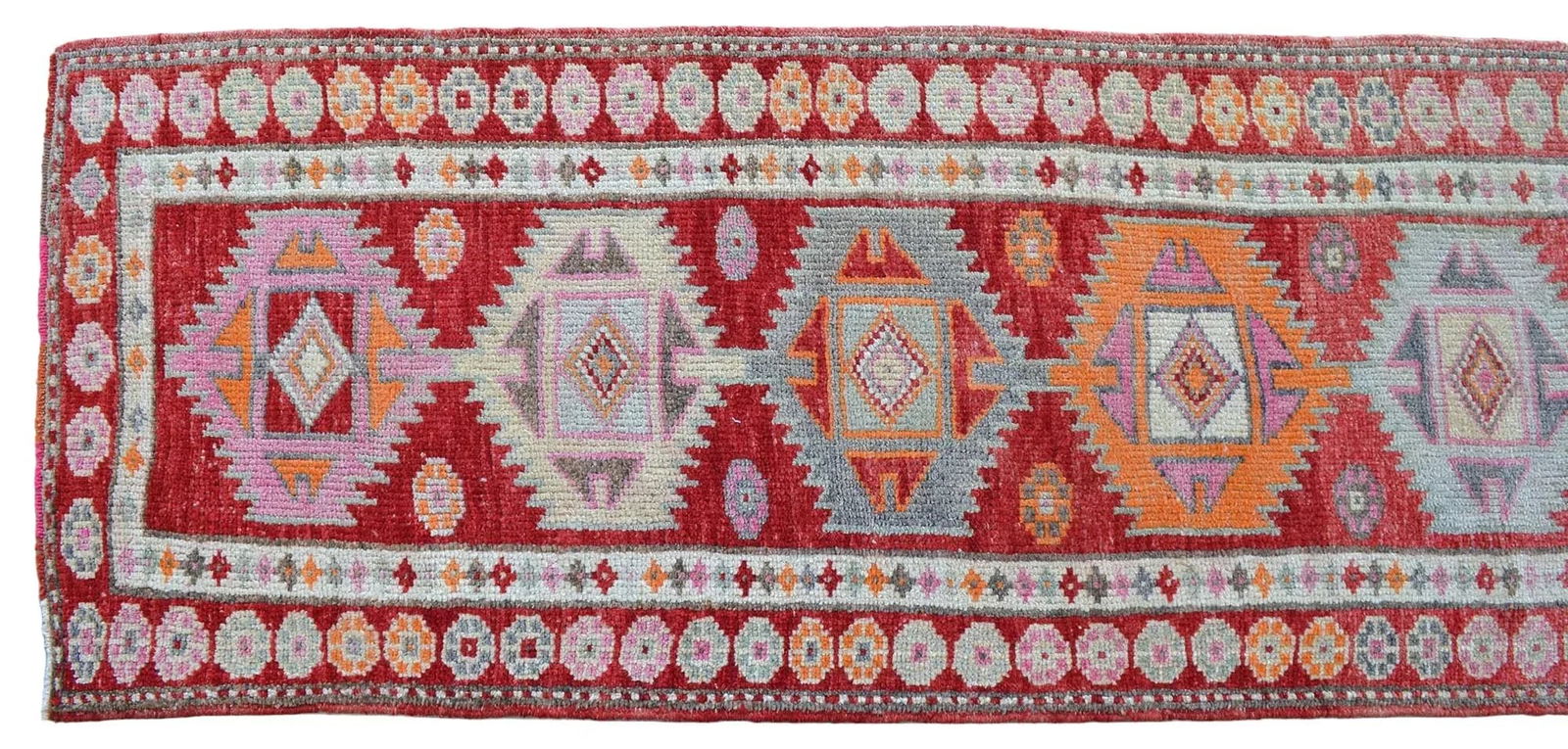 Hand-Knotted Turkish Runner Rug . Tribal Low Pile Runner. Herki - 2"²9"³ × 12"² - 8