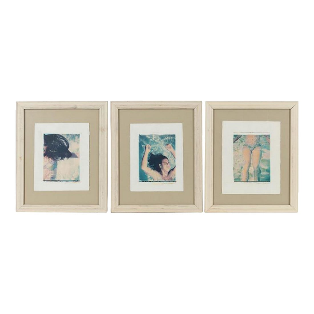 Three Corrine Adams Framed Polaroid Transfers: Description Corinne Adams (American/Georgia late 20th-early 21st century), three Polaroid transfers, late 20th-early 21st century; the first, "Girl in Water" depicts a female reclining in water with