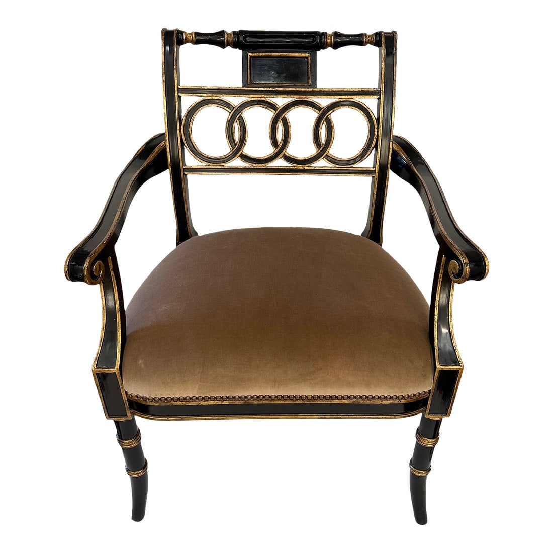 Black & Gold Hollywood Regency Maitland Smith Armchair (1 of 9)