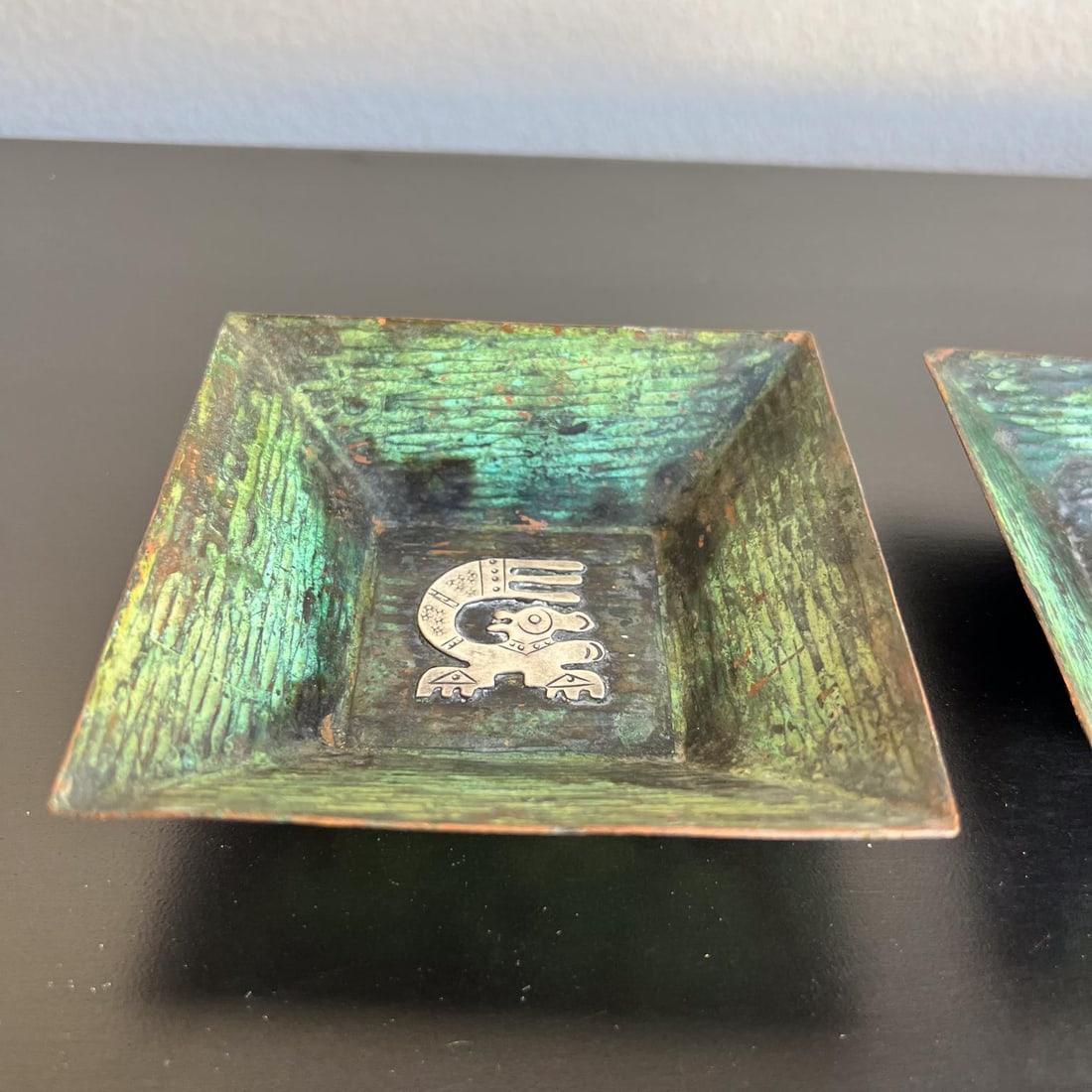 1960s Set of Copper Silver Trays Animal Design Style Graziella Laffi Peru - 2