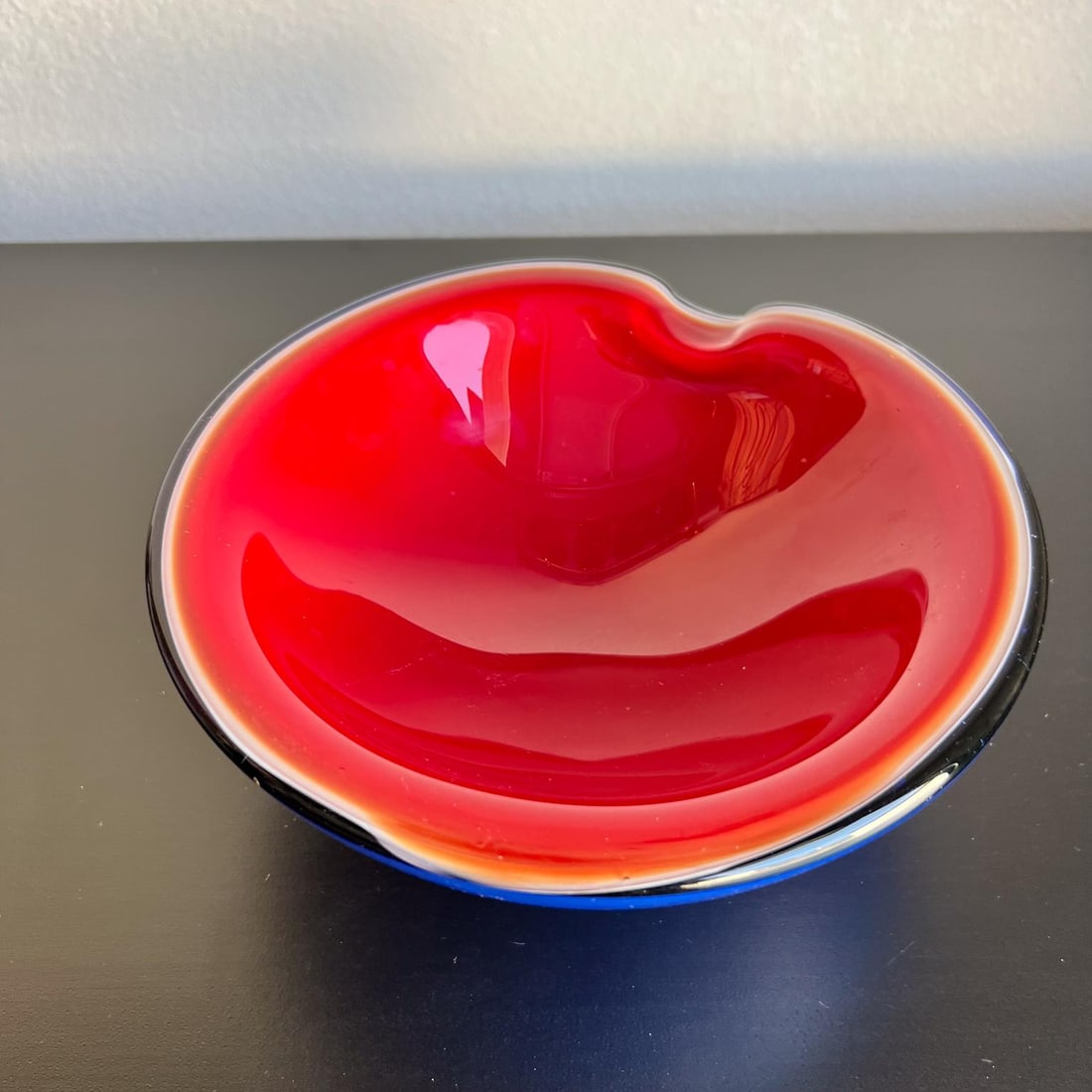 1960s Seguso Murano Sommerso Ashtray Blue Red Art - 11