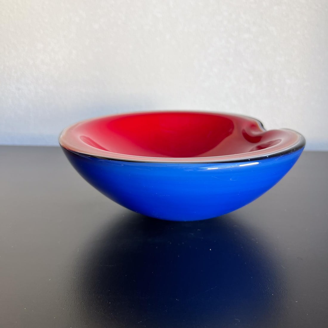 1960s Seguso Murano Sommerso Ashtray Blue Red Art - 2