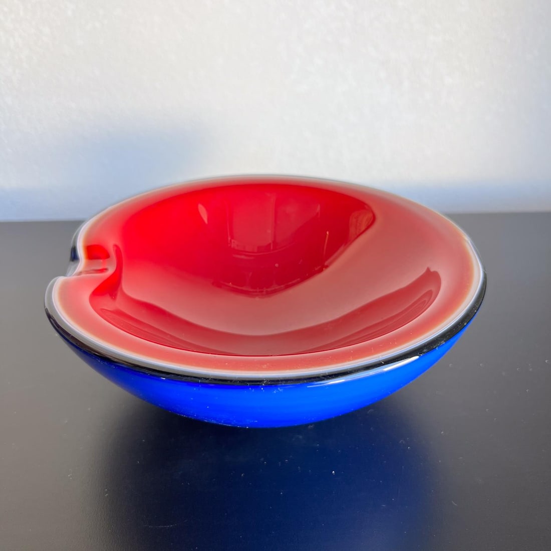 1960s Seguso Murano Sommerso Ashtray Blue Red Art - 3