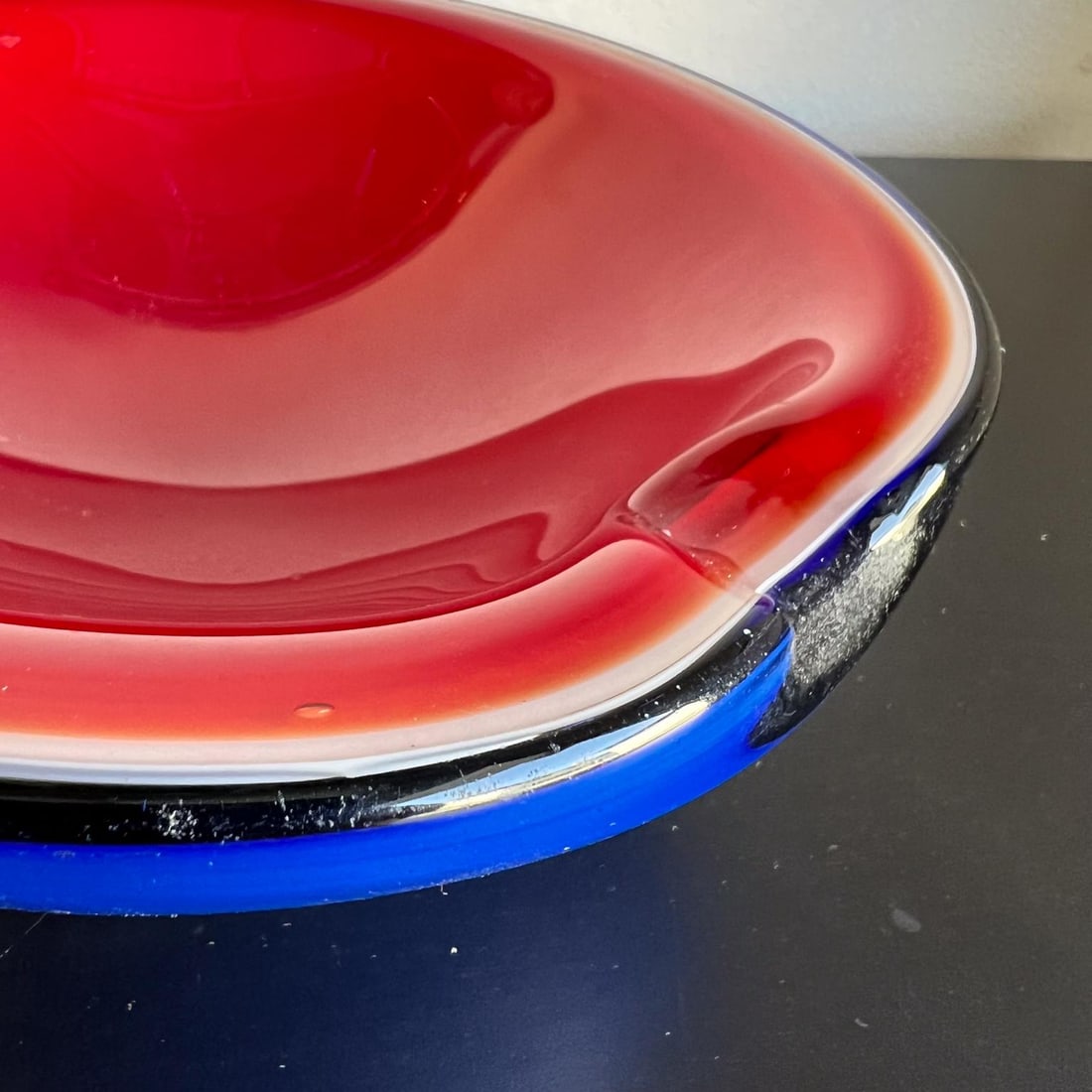 1960s Seguso Murano Sommerso Ashtray Blue Red Art - 7