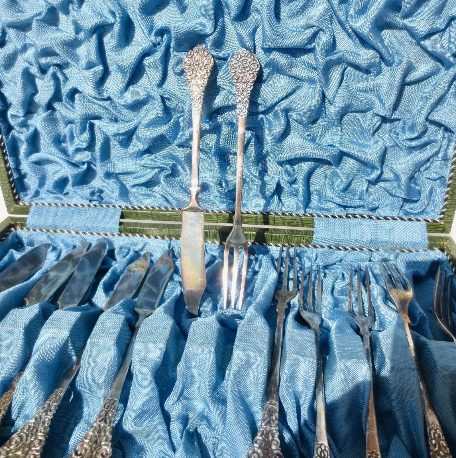 Vintage Boxed Set of Desert Forks and Knives 800 Silver -Set of 12 - 4