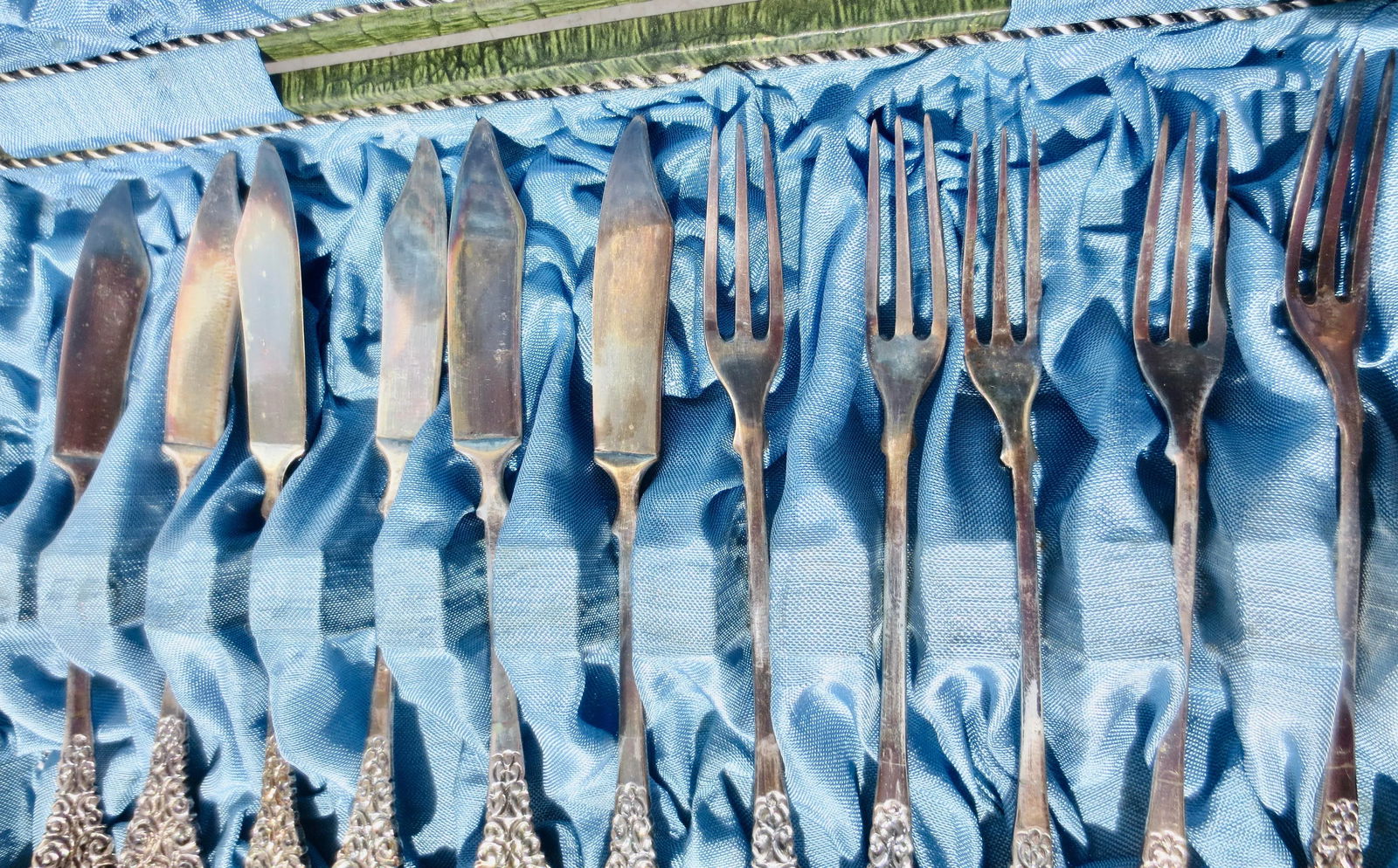 Vintage Boxed Set of Desert Forks and Knives 800 Silver -Set of 12 - 5