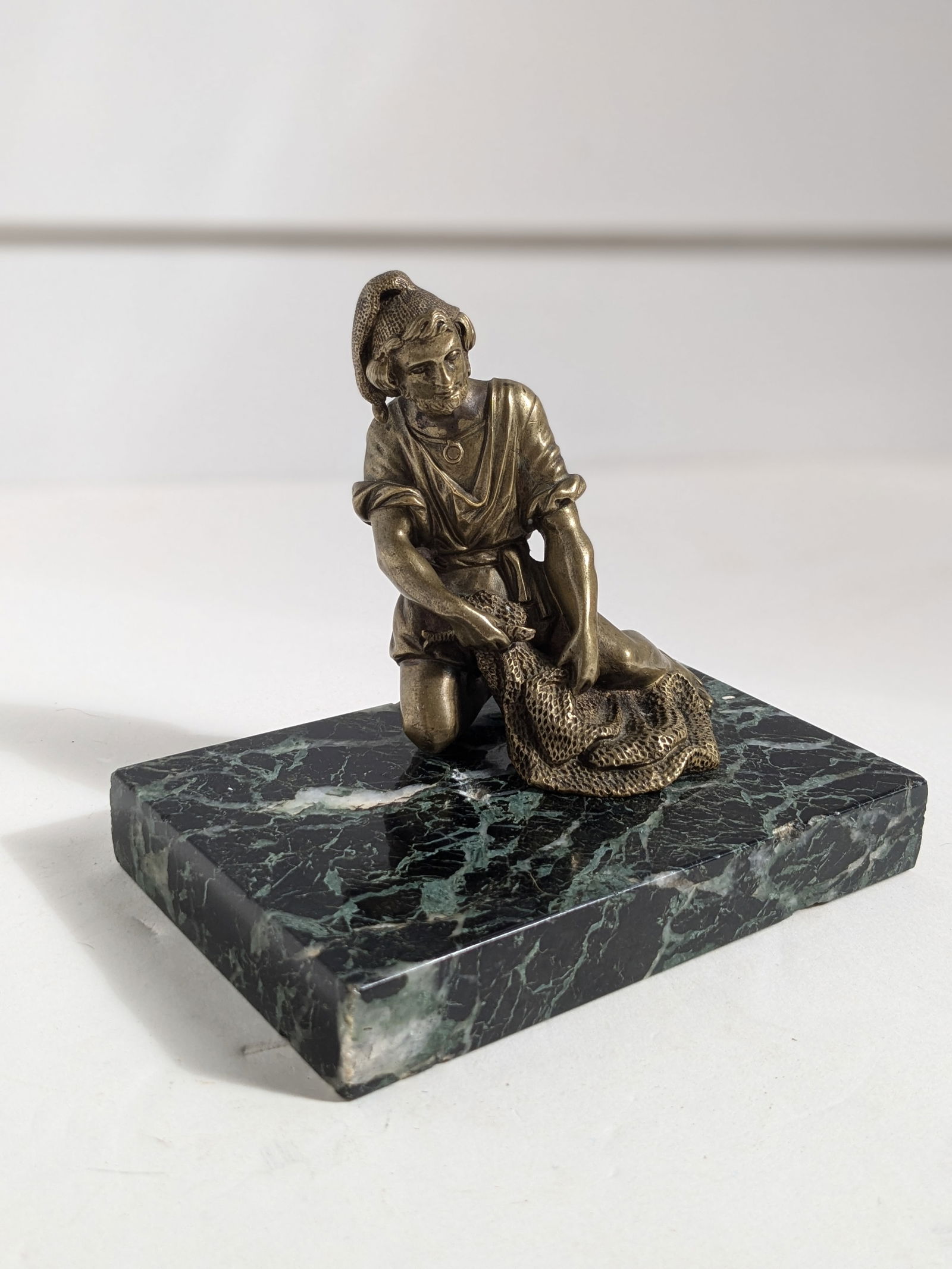 Antique Bronze French Magician Sculpture on Base - 3