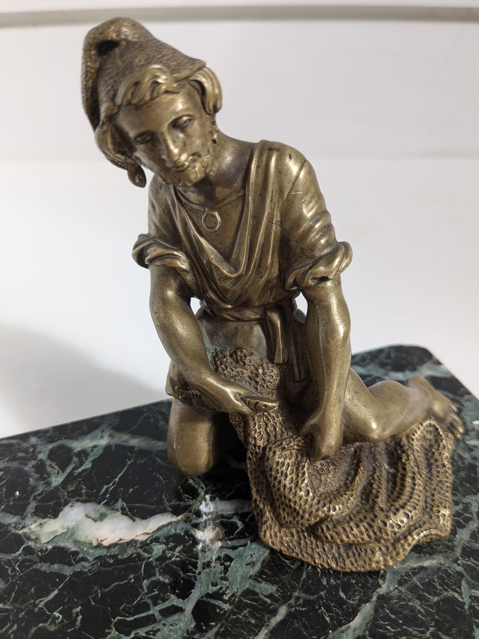 Antique Bronze French Magician Sculpture on Base - 4