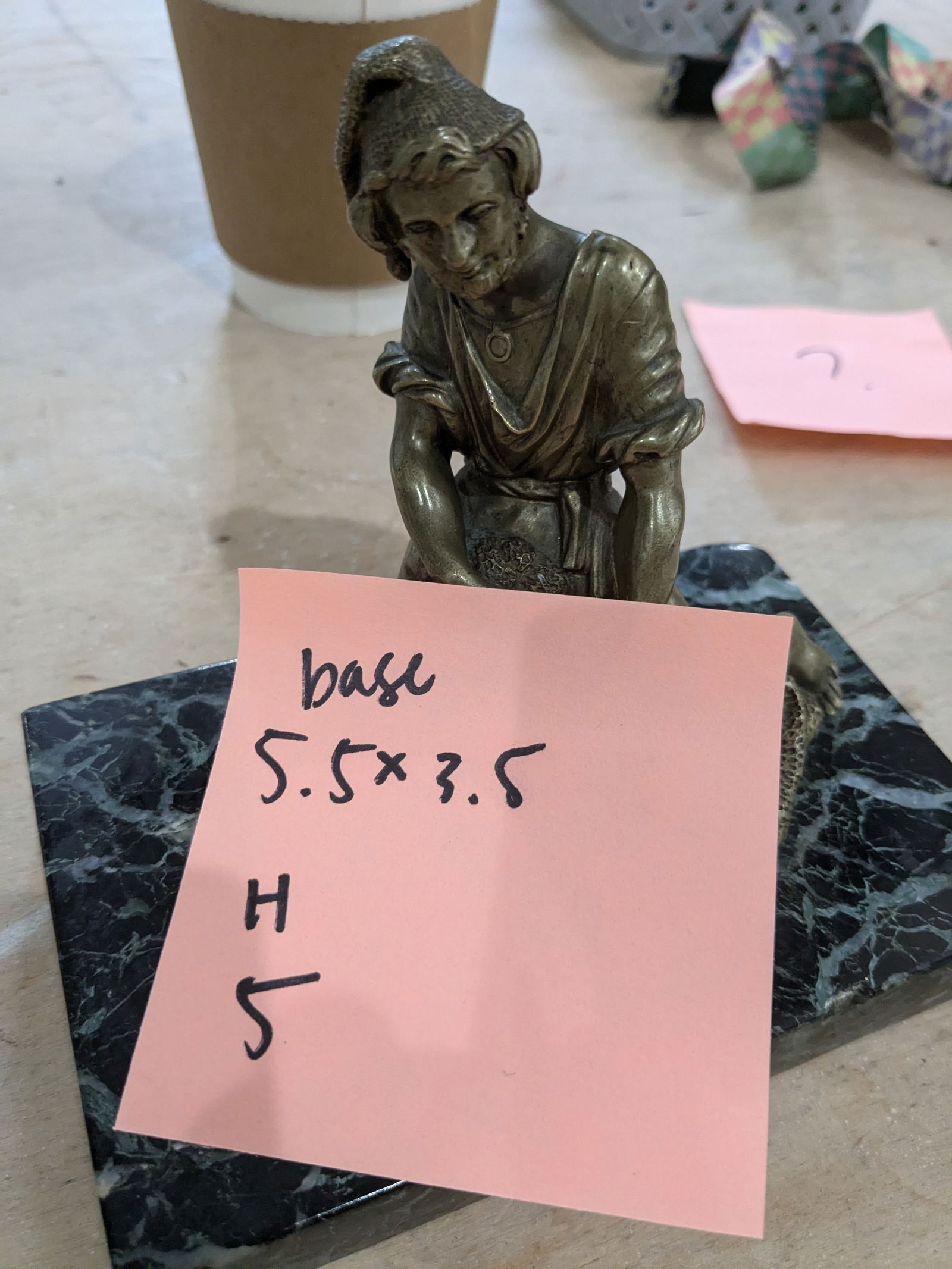 Antique Bronze French Magician Sculpture on Base - 9