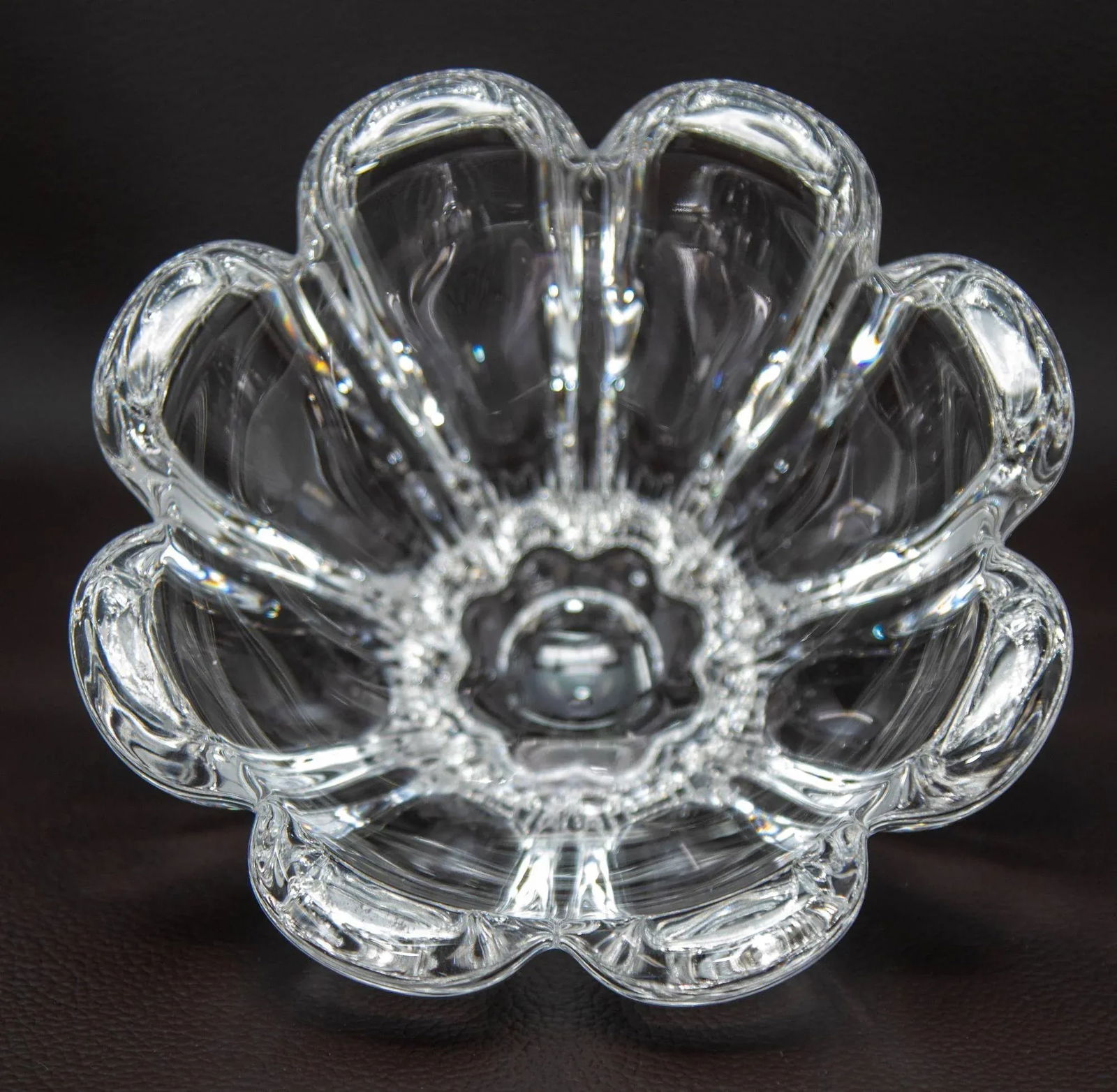 Orrefors Sweden Crystal Flower Petal Shaped Bowl Dish 1980s - 4