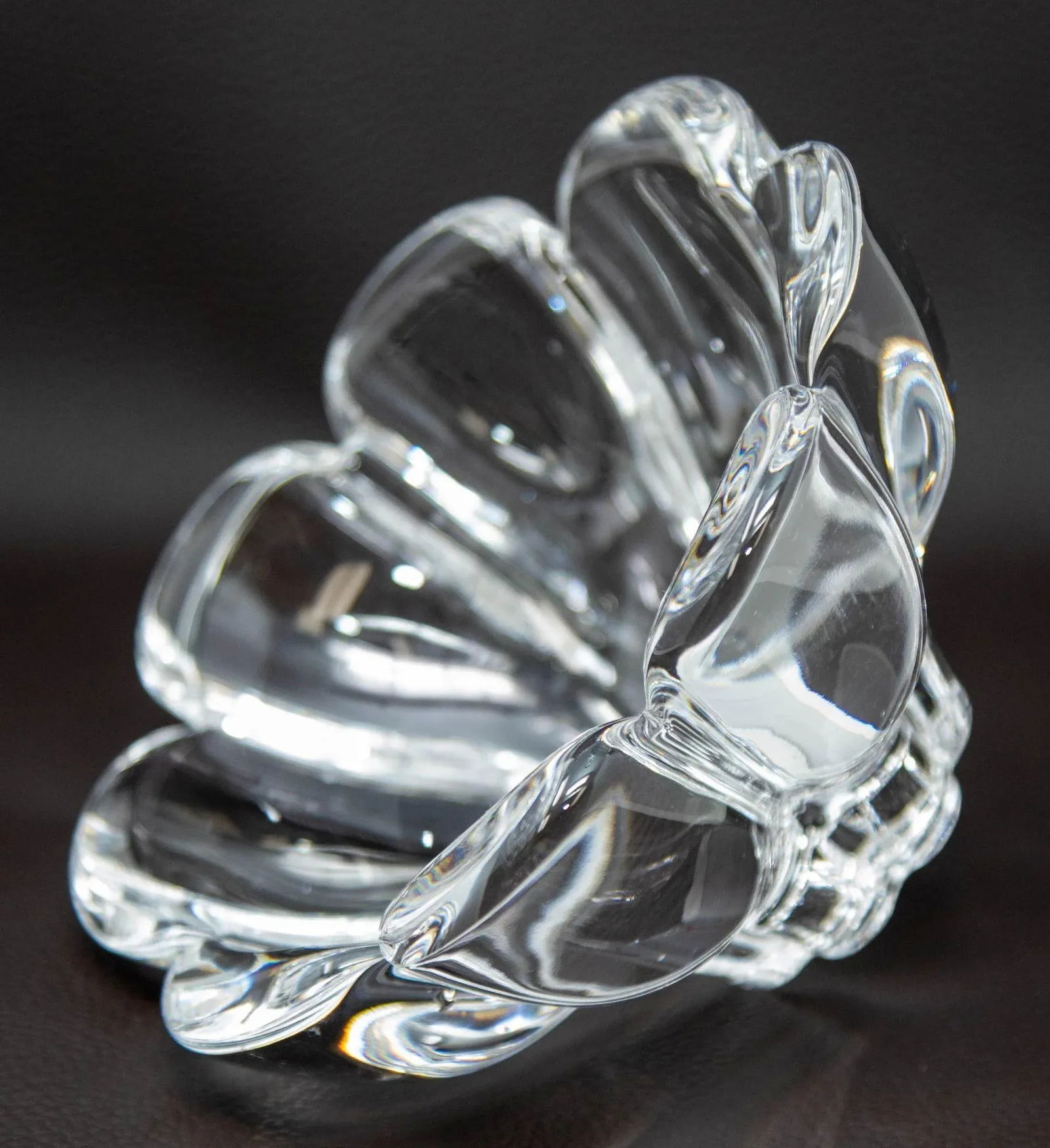 Orrefors Sweden Crystal Flower Petal Shaped Bowl Dish 1980s - 5