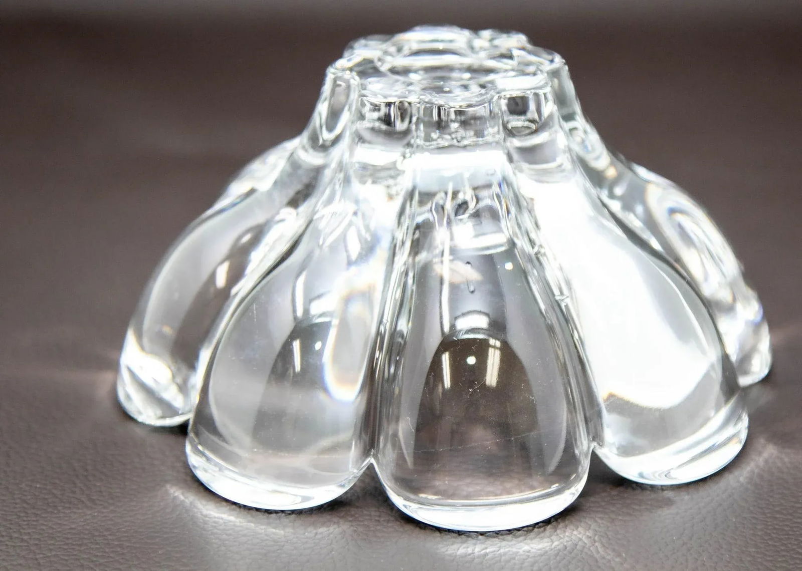 Orrefors Sweden Crystal Flower Petal Shaped Bowl Dish 1980s - 7