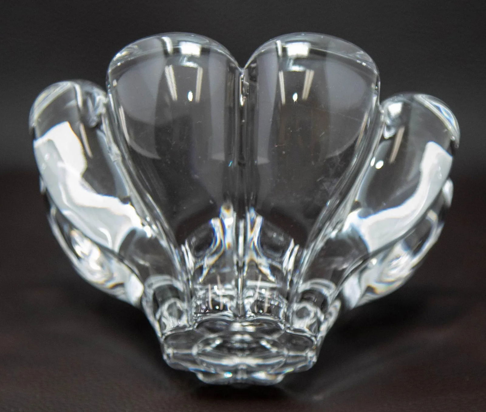 Orrefors Sweden Crystal Flower Petal Shaped Bowl Dish 1980s - 9