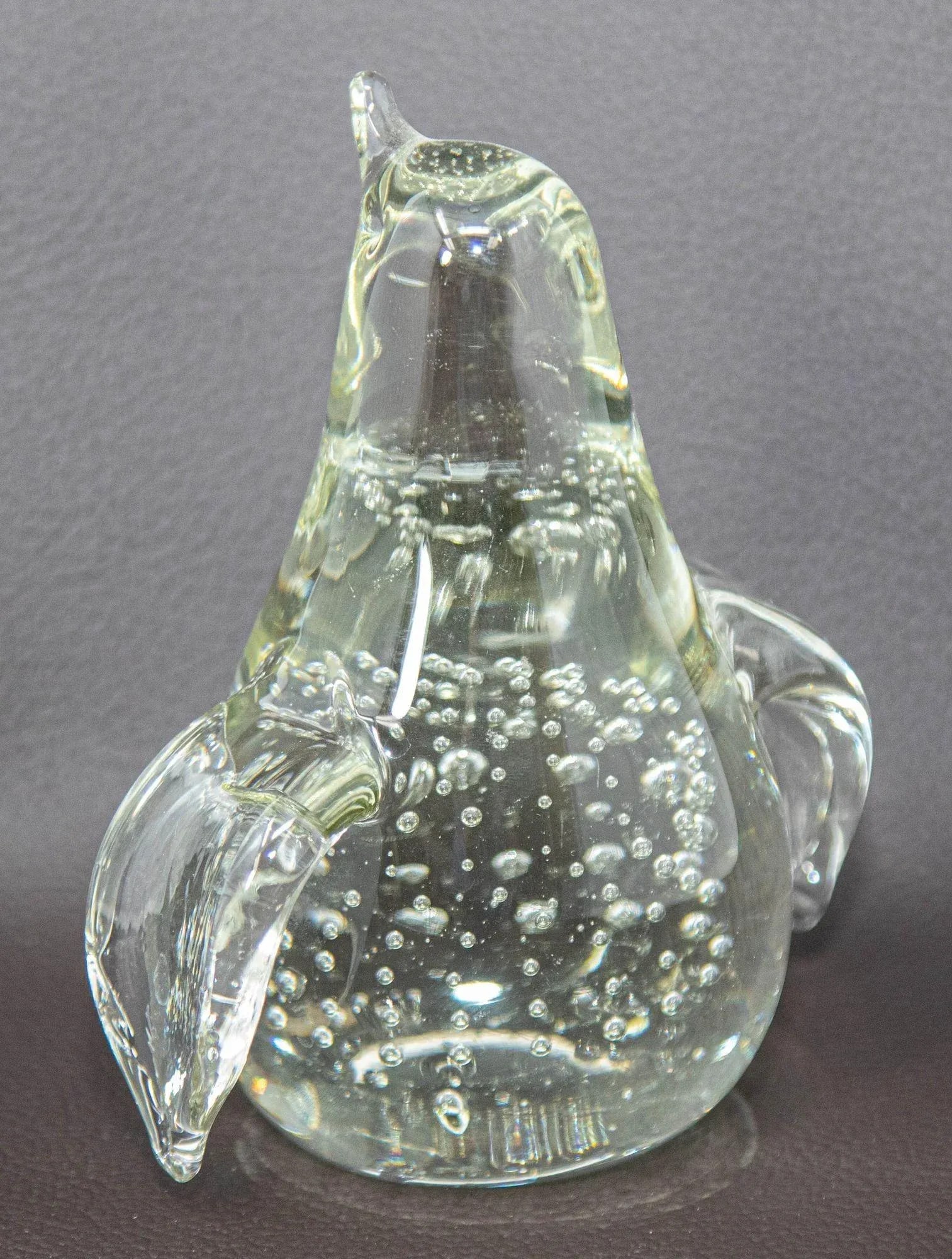 Vintage Clear Art Glass Bird Penguin Paperweight Figurine With Bubbles - 6
