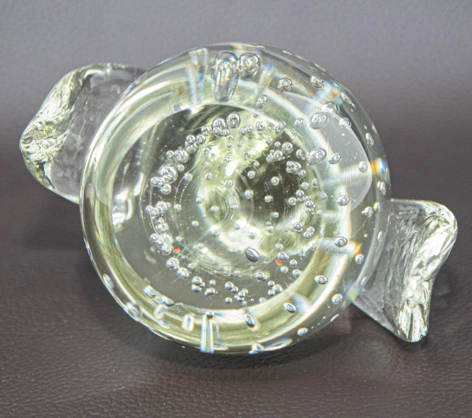 Vintage Clear Art Glass Bird Penguin Paperweight Figurine With Bubbles - 8