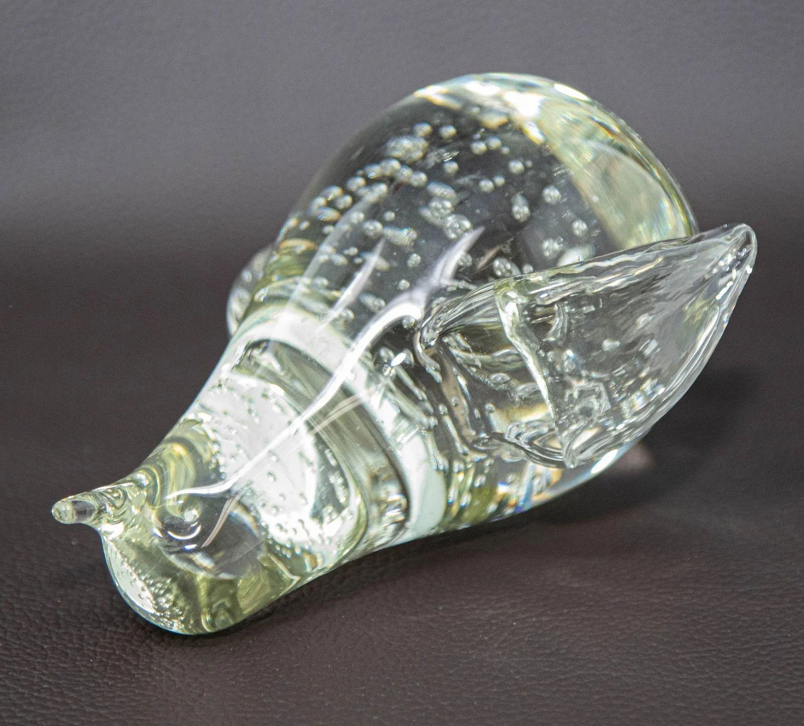 Vintage Clear Art Glass Bird Penguin Paperweight Figurine With Bubbles - 9