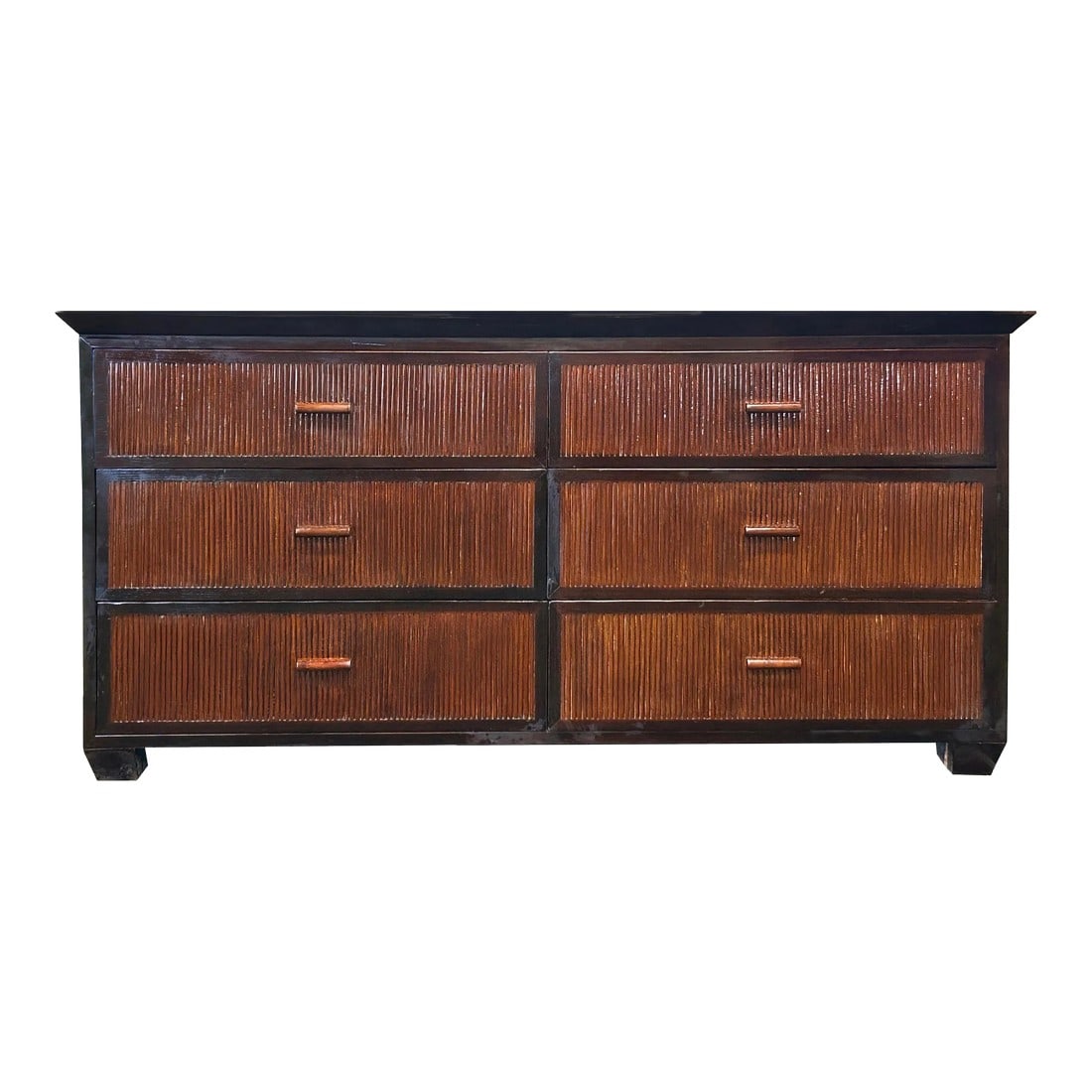 Vintage Oriental Bamboo Accent 6 Drawers Credenza Sideboard Dresser Cabinet (1 of 10)