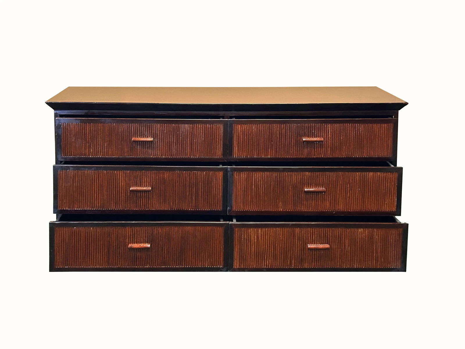Vintage Oriental Bamboo Accent 6 Drawers Credenza Sideboard Dresser Cabinet - 2