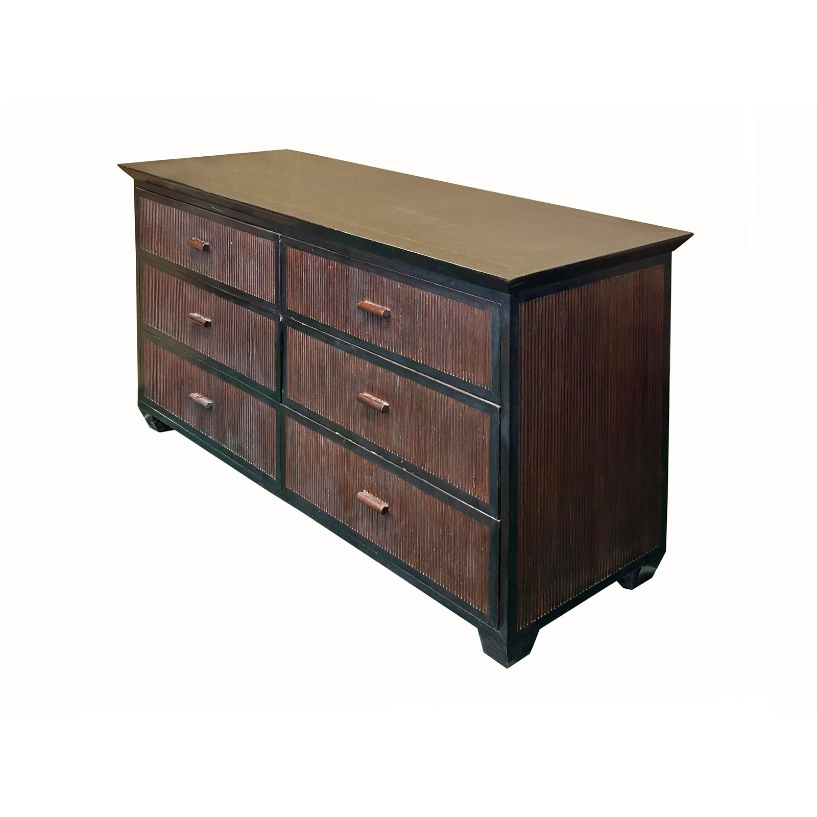 Vintage Oriental Bamboo Accent 6 Drawers Credenza Sideboard Dresser Cabinet - 3