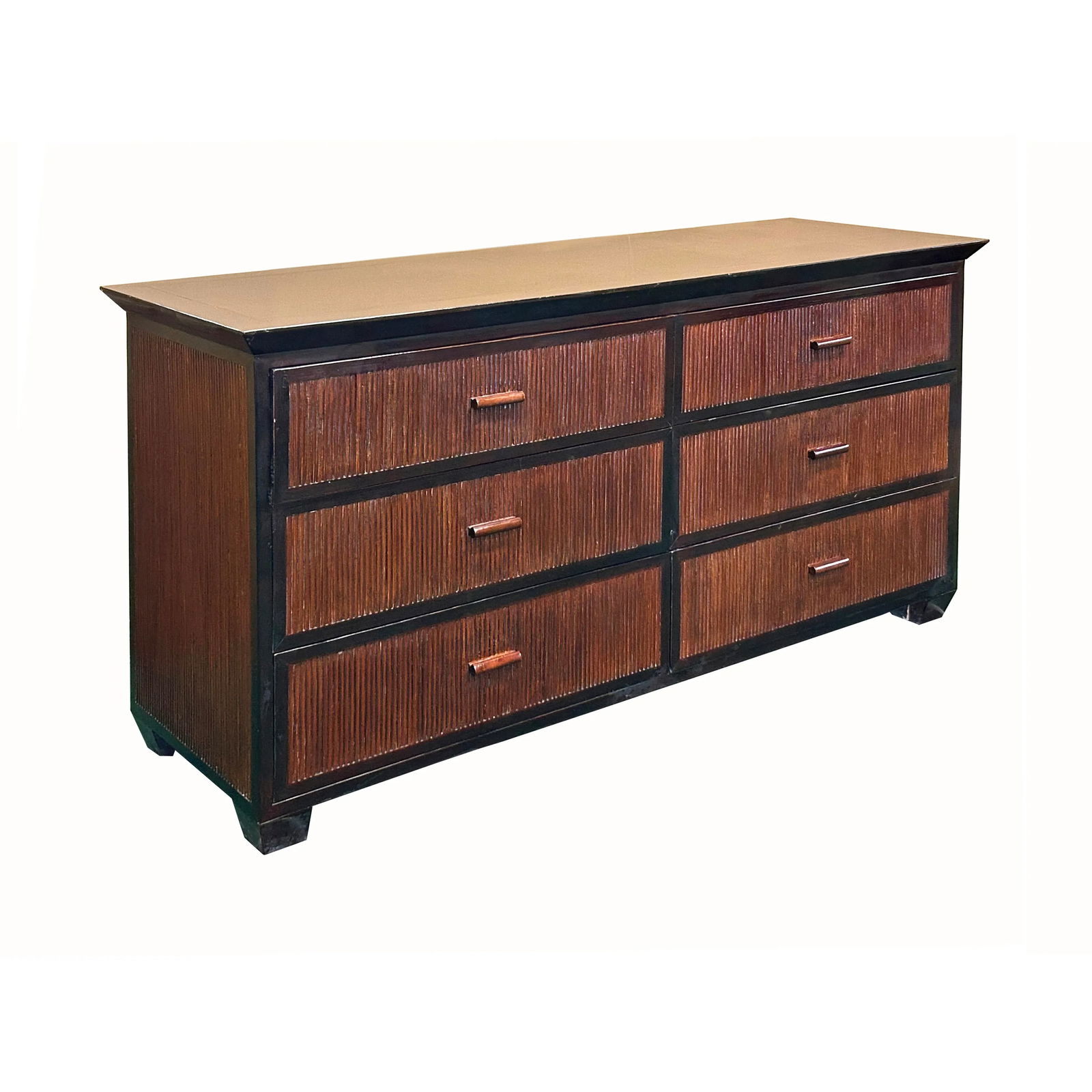 Vintage Oriental Bamboo Accent 6 Drawers Credenza Sideboard Dresser Cabinet - 5