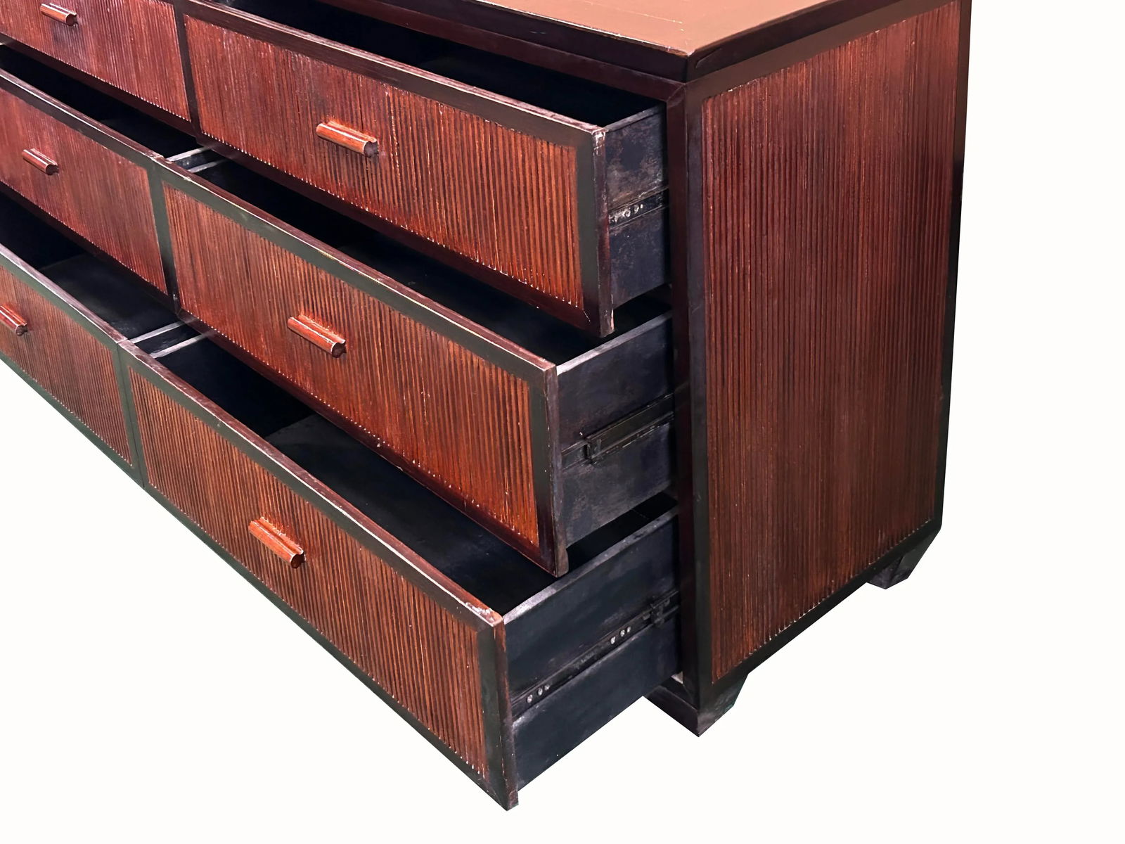 Vintage Oriental Bamboo Accent 6 Drawers Credenza Sideboard Dresser Cabinet - 8