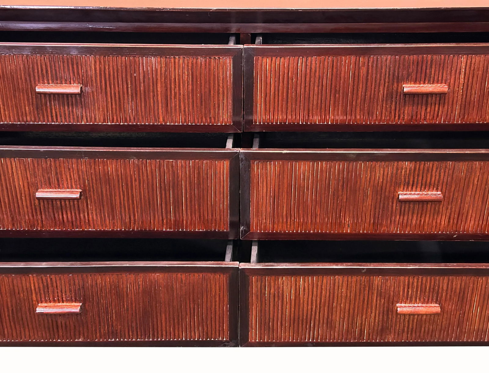 Vintage Oriental Bamboo Accent 6 Drawers Credenza Sideboard Dresser Cabinet - 9