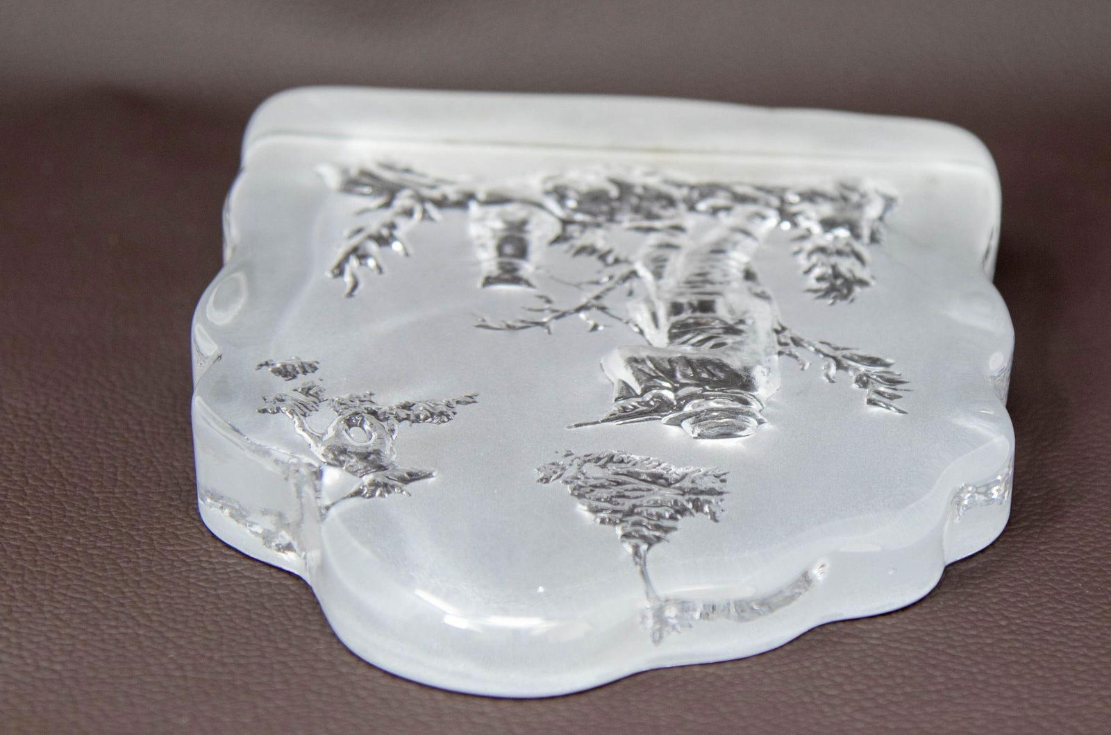 Vintage Nybro Sweden Hunter and Moose Large Crystal Art Glass Paperweight - 7