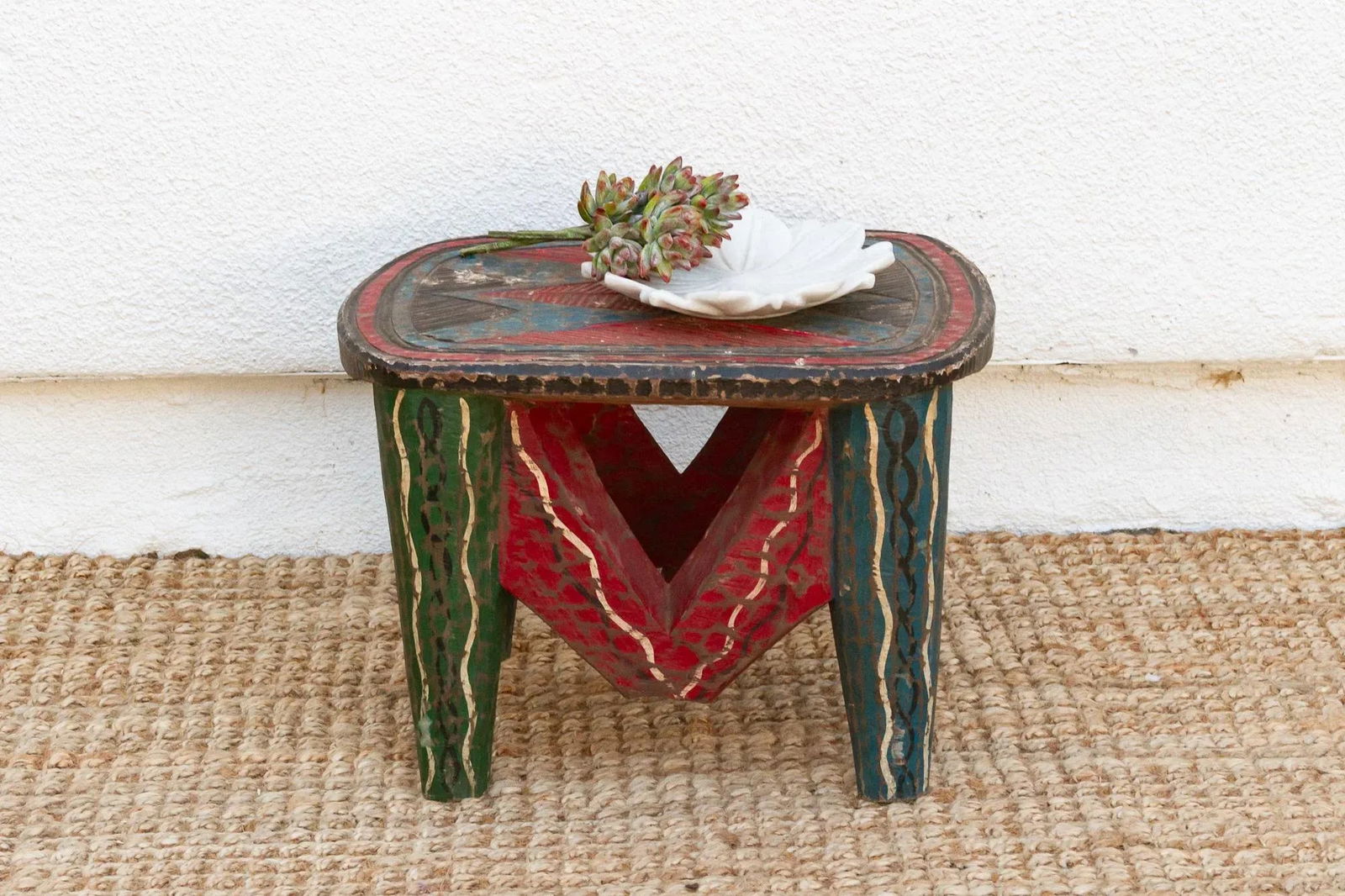 Handcarved Nupe Fiesta Small Table - 2