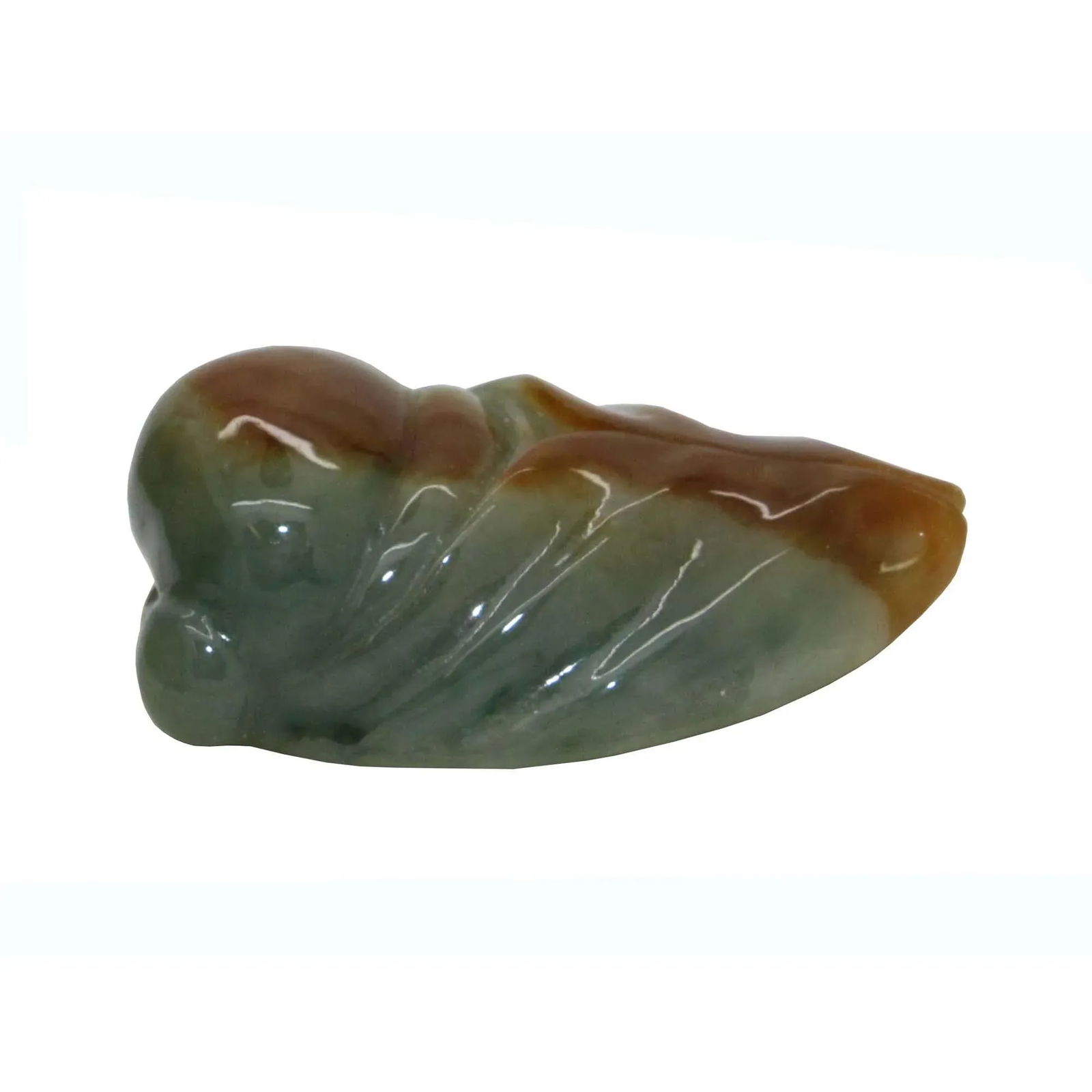 Hand Crafted Jade Pendant Dark Green Yellow Cicada Zen Ornament Figure - 2