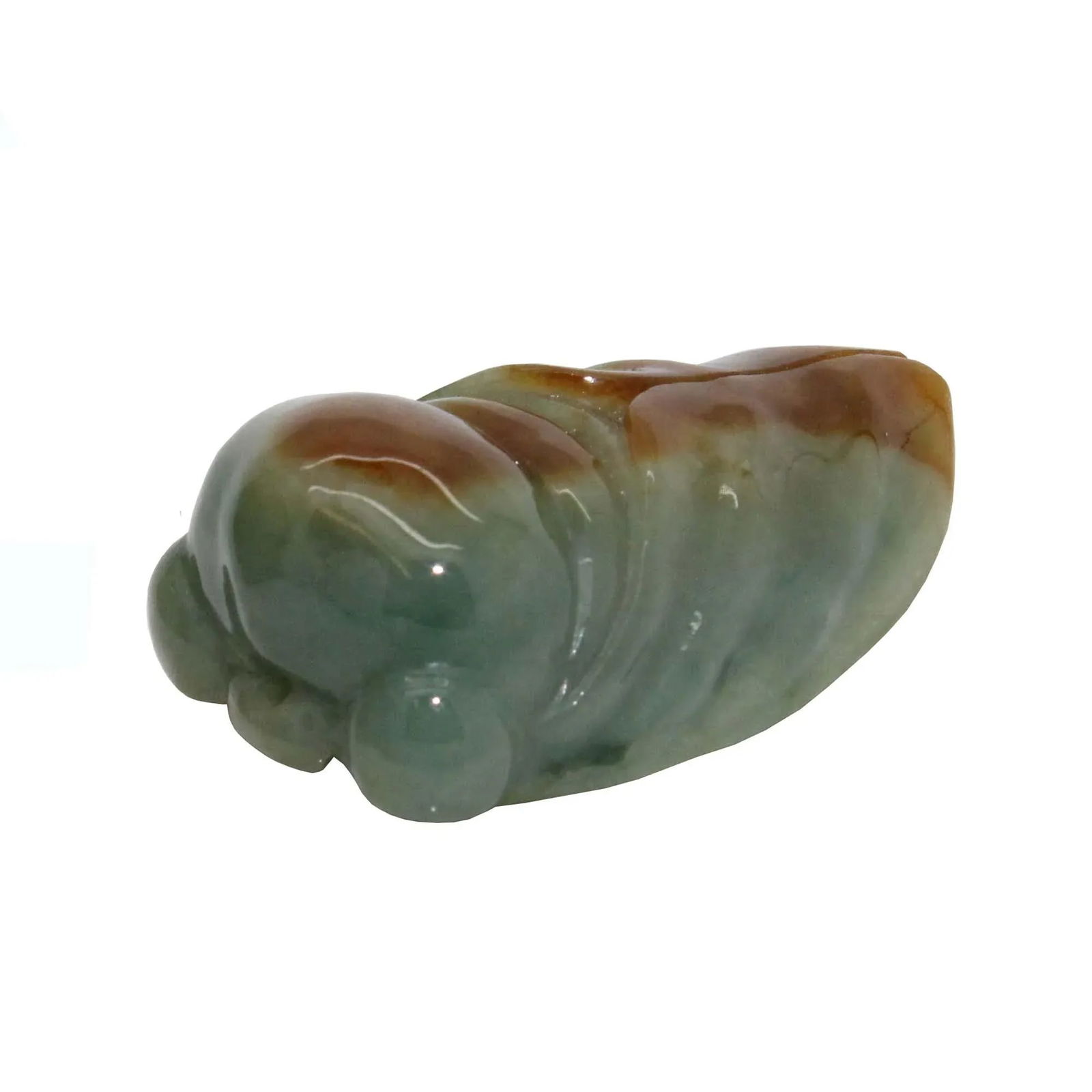 Hand Crafted Jade Pendant Dark Green Yellow Cicada Zen Ornament Figure - 3