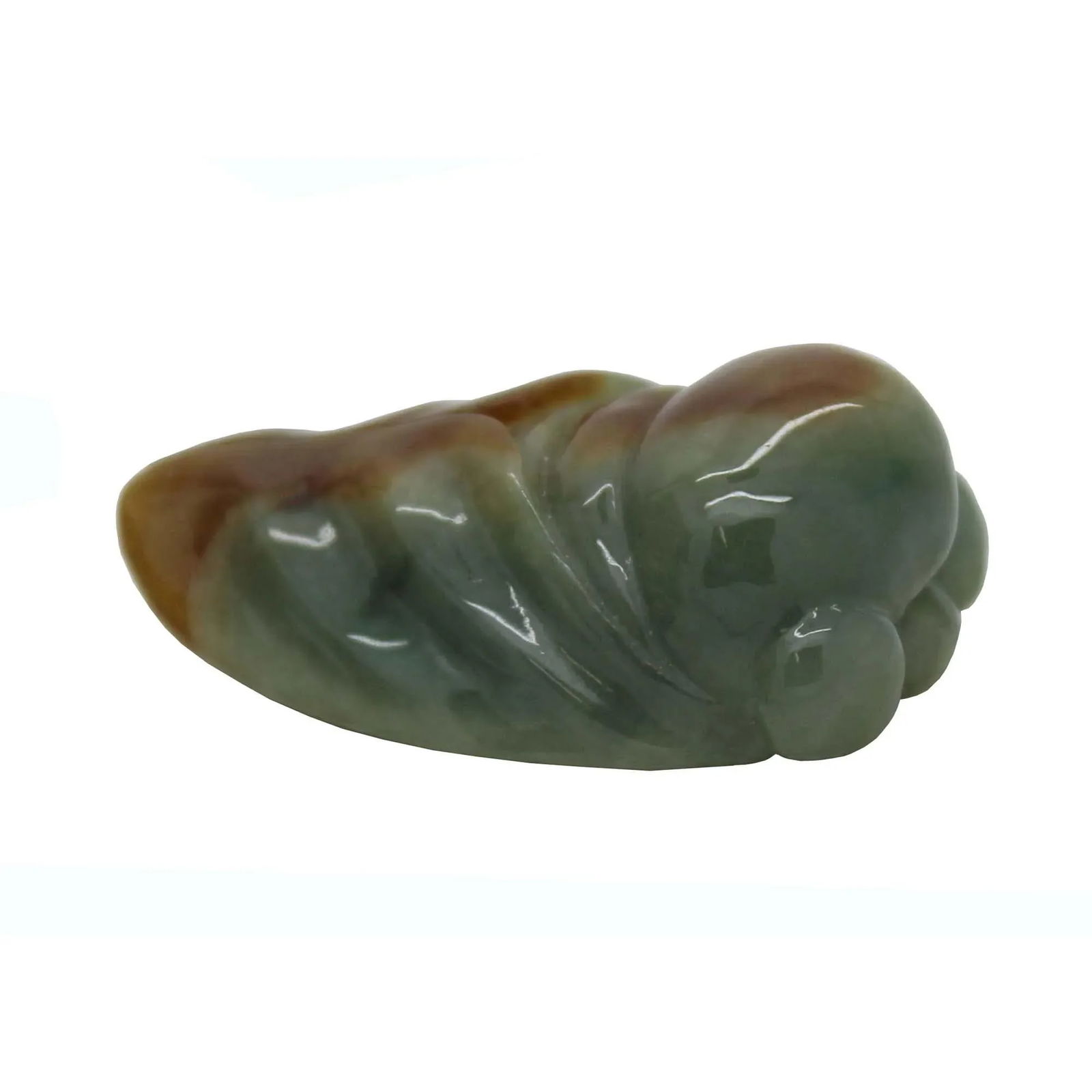 Hand Crafted Jade Pendant Dark Green Yellow Cicada Zen Ornament Figure - 4