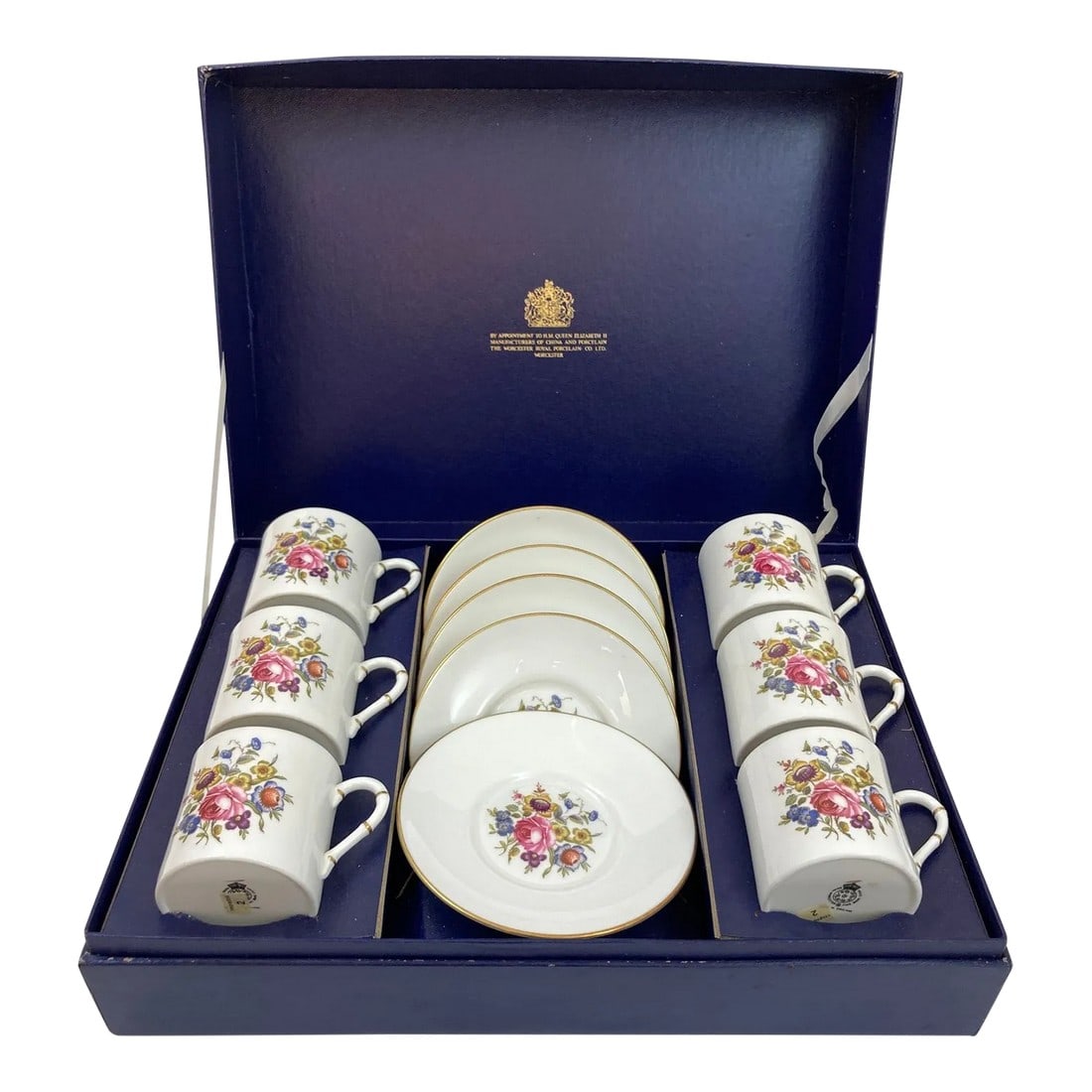 Royal Worcester England Set of Six Demitasse Cups and Saucers in Original Box (1 of 12)