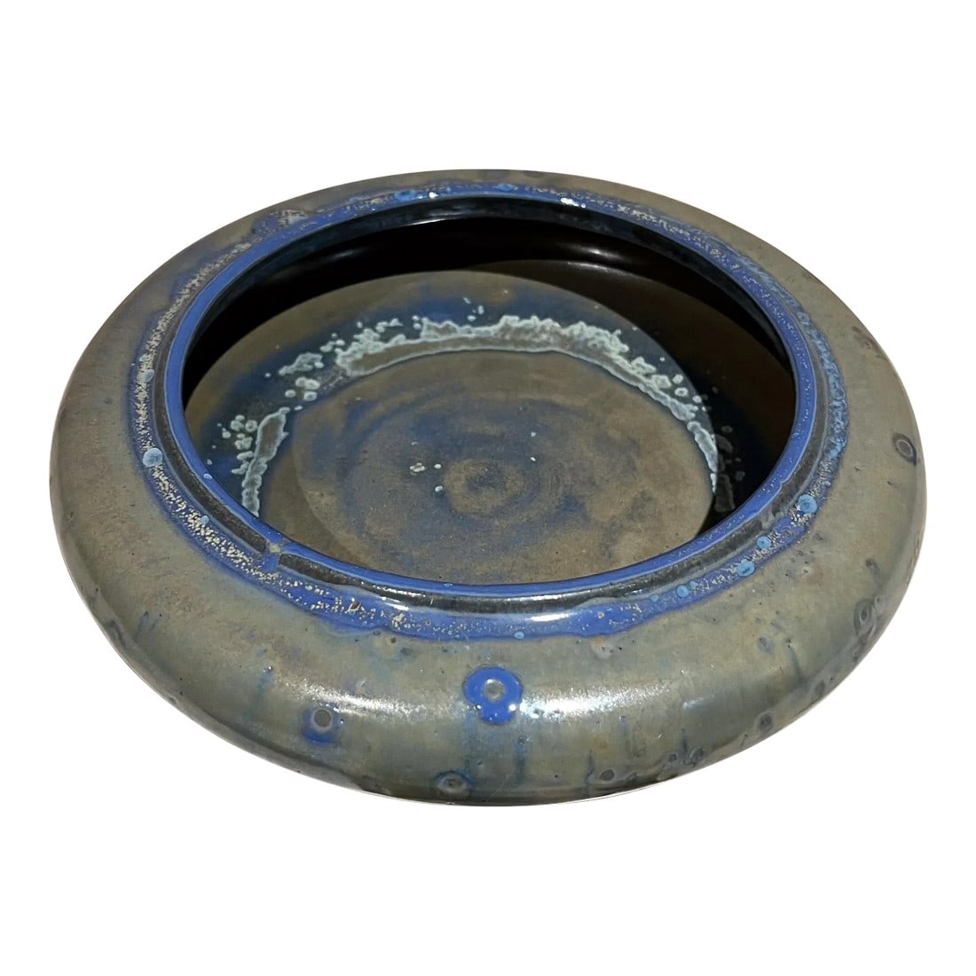 1970s Zanesville Stoneware Art Pottery Small Blue Bowl Ohio (1 of 8)