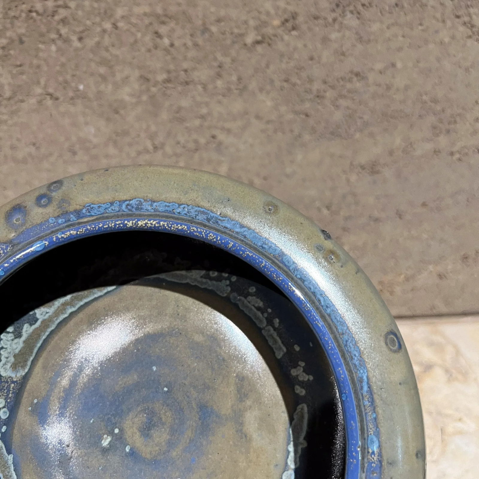 1970s Zanesville Stoneware Art Pottery Small Blue Bowl Ohio - 2