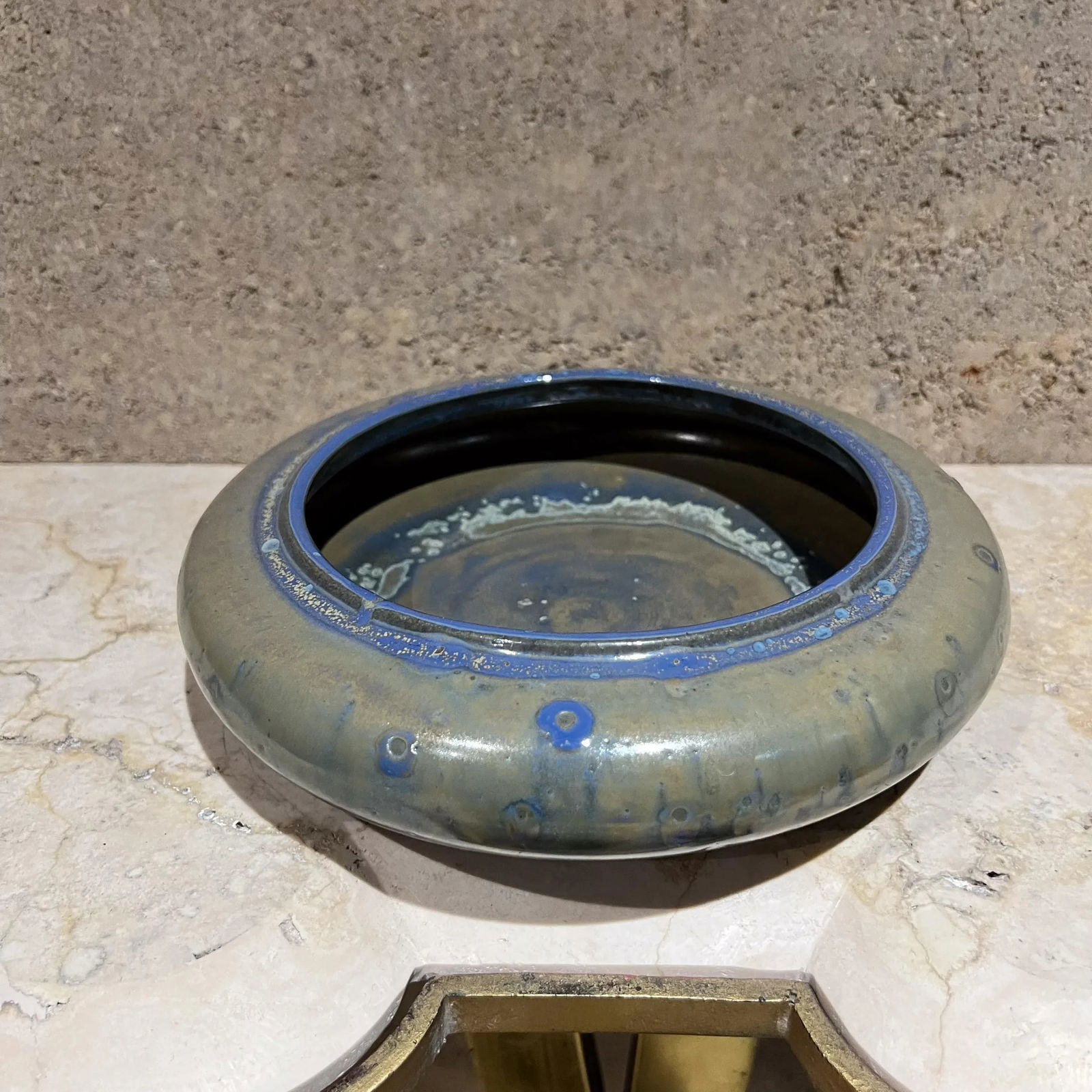 1970s Zanesville Stoneware Art Pottery Small Blue Bowl Ohio - 3