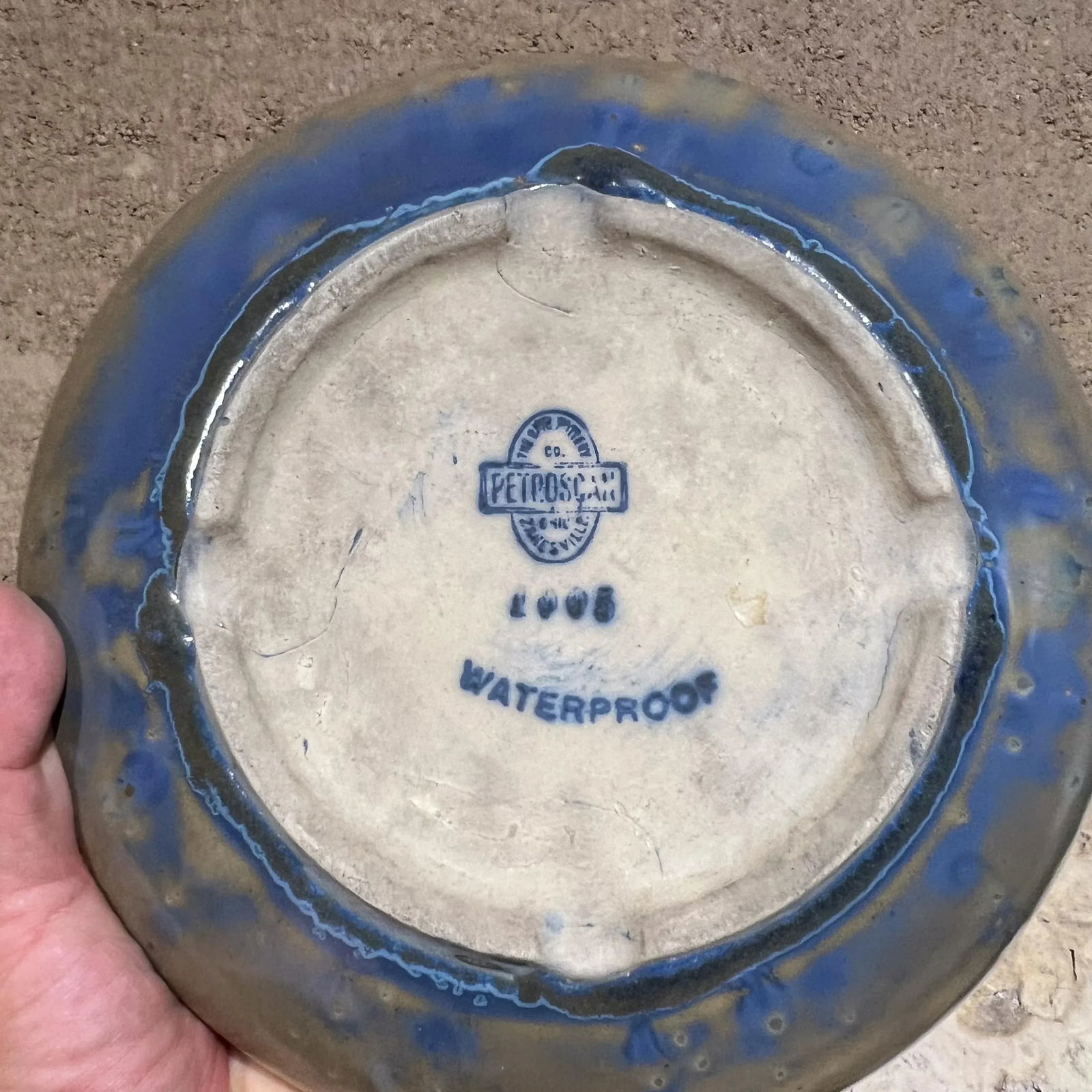 1970s Zanesville Stoneware Art Pottery Small Blue Bowl Ohio - 7