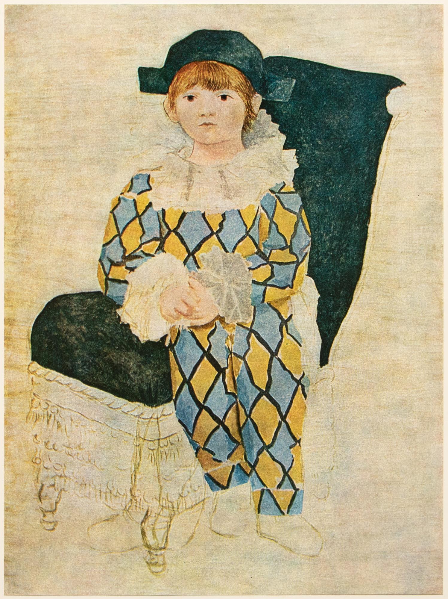 1971 After Pablo Picasso "Paul as Harlequin", Period Parisian Full-Color Print - 2
