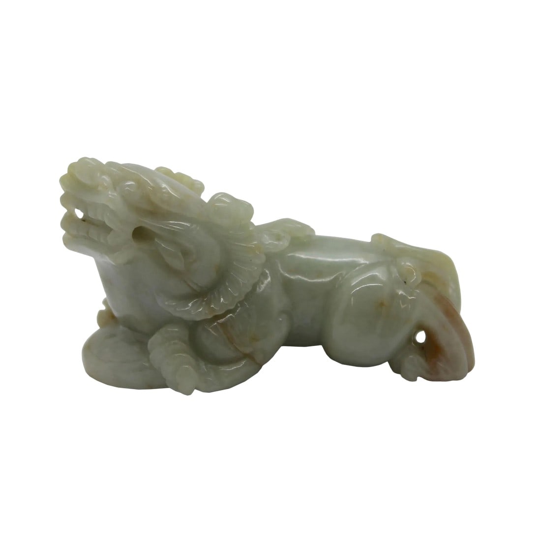Hand Carved Natural Green Jade Feng Shui Lucky Pixiu Figure Pendant (1 of 7)