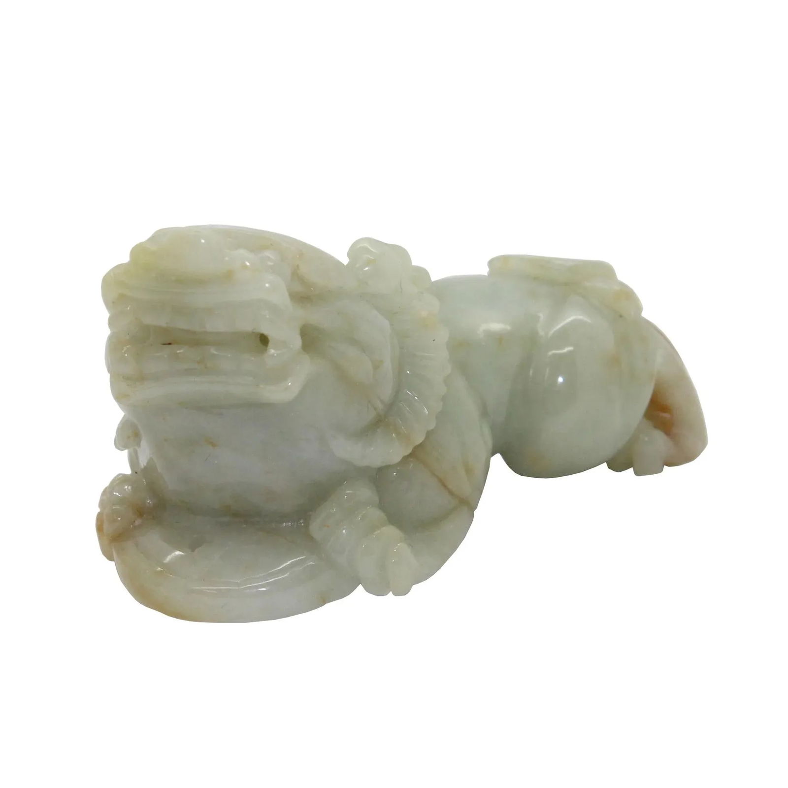 Hand Carved Natural Green Jade Feng Shui Lucky Pixiu Figure Pendant - 2