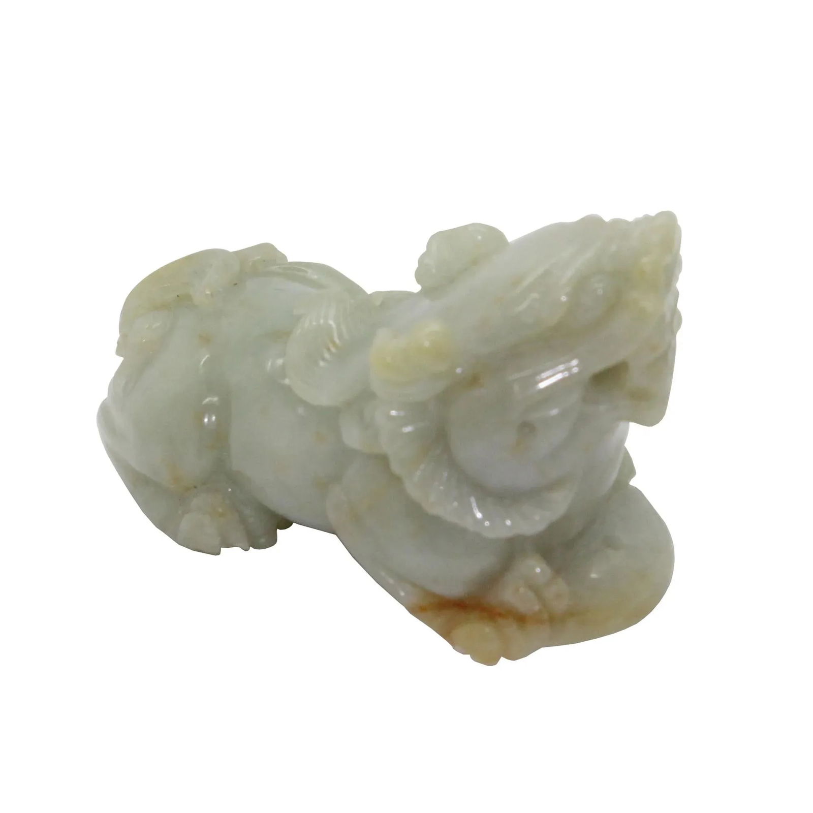 Hand Carved Natural Green Jade Feng Shui Lucky Pixiu Figure Pendant - 3