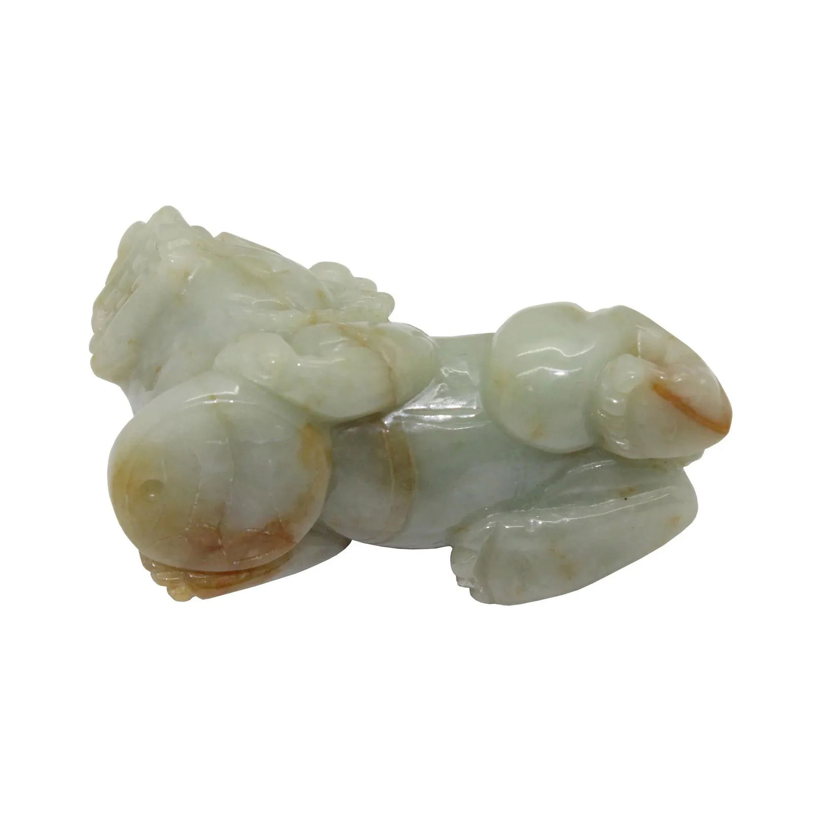 Hand Carved Natural Green Jade Feng Shui Lucky Pixiu Figure Pendant - 6