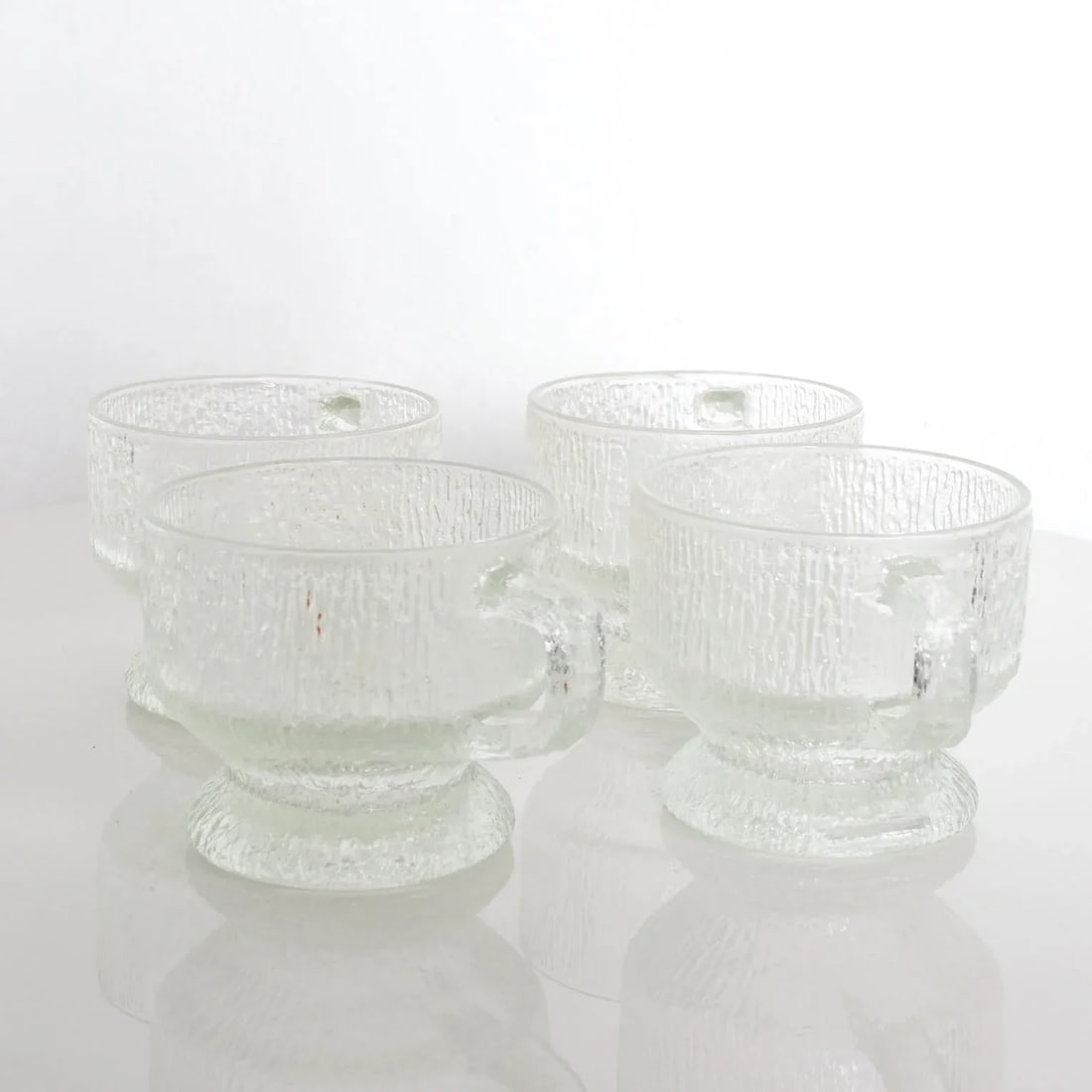1960s Ice Glass Coffee Mugs After Tapio Wirkkala Iittala - 12