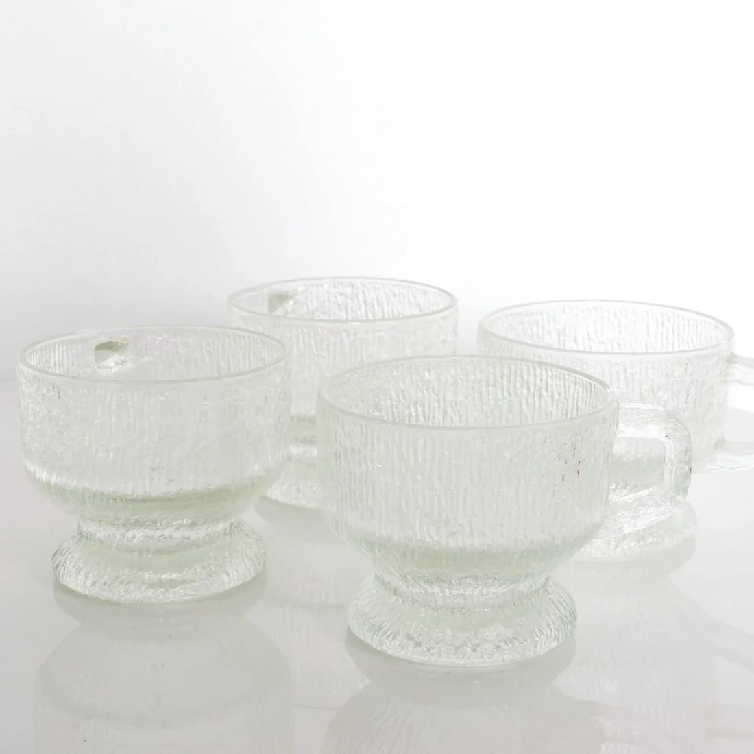 1960s Ice Glass Coffee Mugs After Tapio Wirkkala Iittala - 4