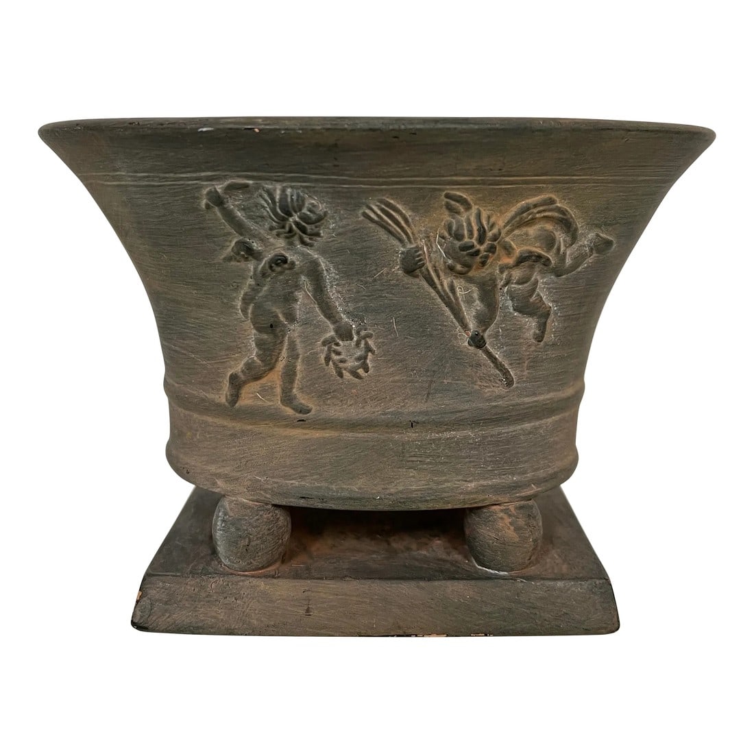 Cast Metal Cherub Design Footed Cachepot (1 of 6)
