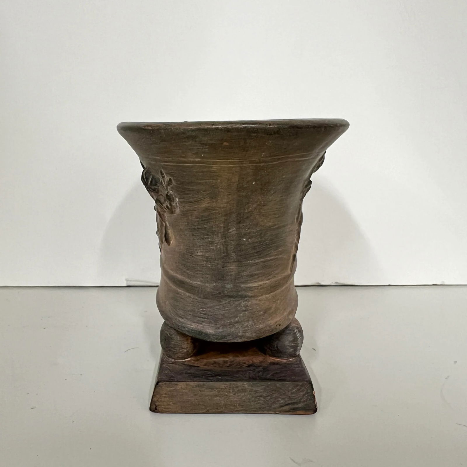 Cast Metal Cherub Design Footed Cachepot - 2