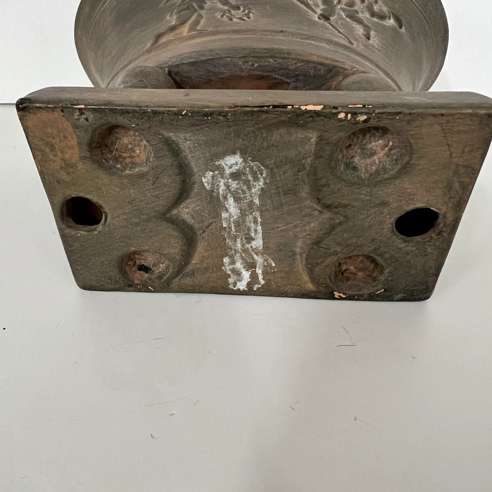 Cast Metal Cherub Design Footed Cachepot - 5