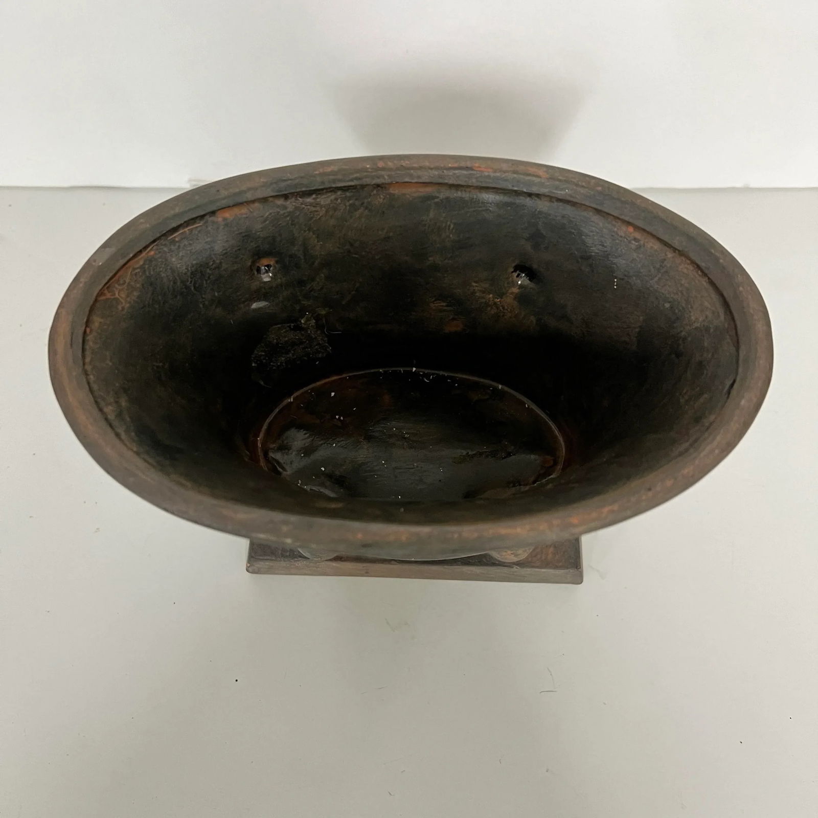 Cast Metal Cherub Design Footed Cachepot - 6