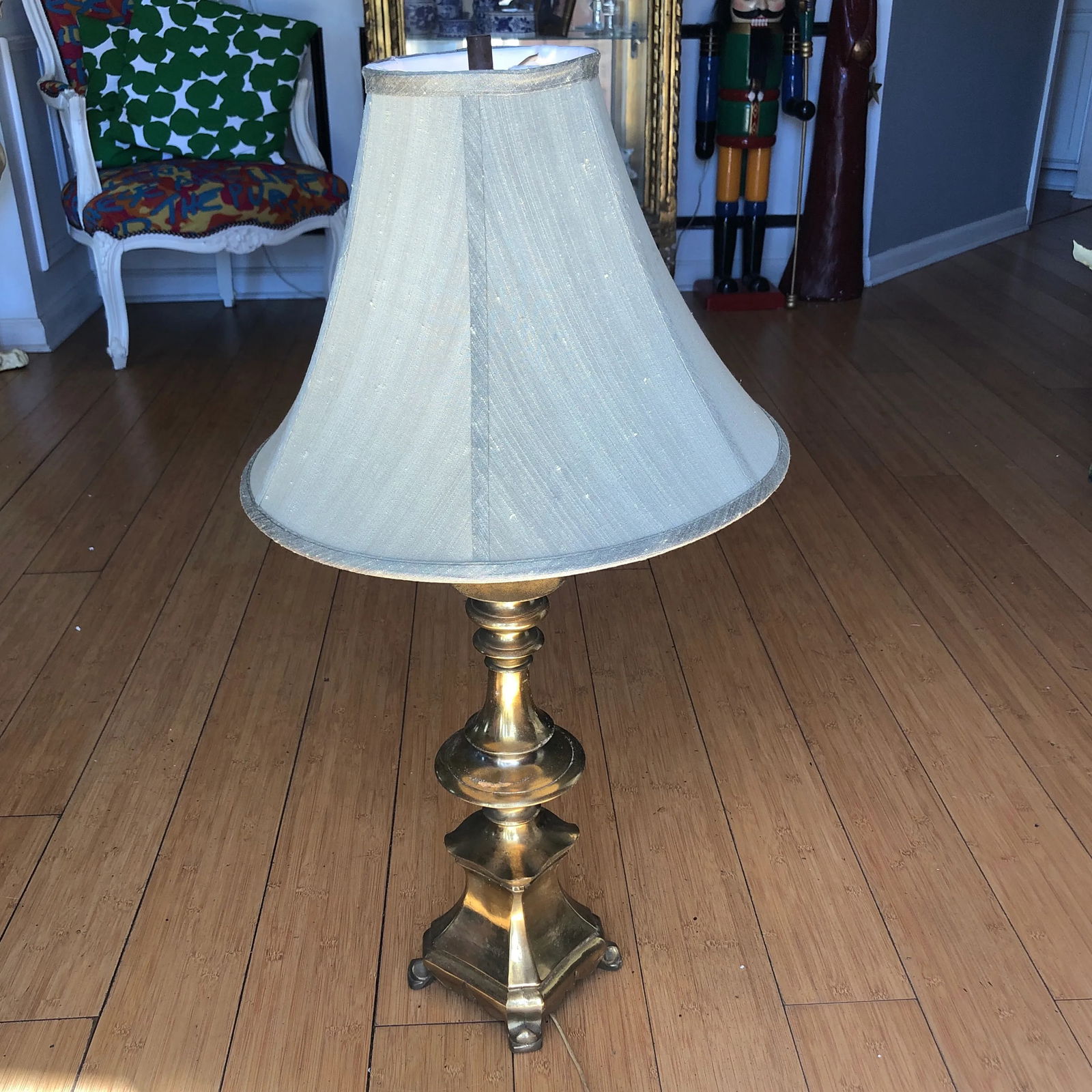 1970s Brass Footed Table Lamp With Shade - 2